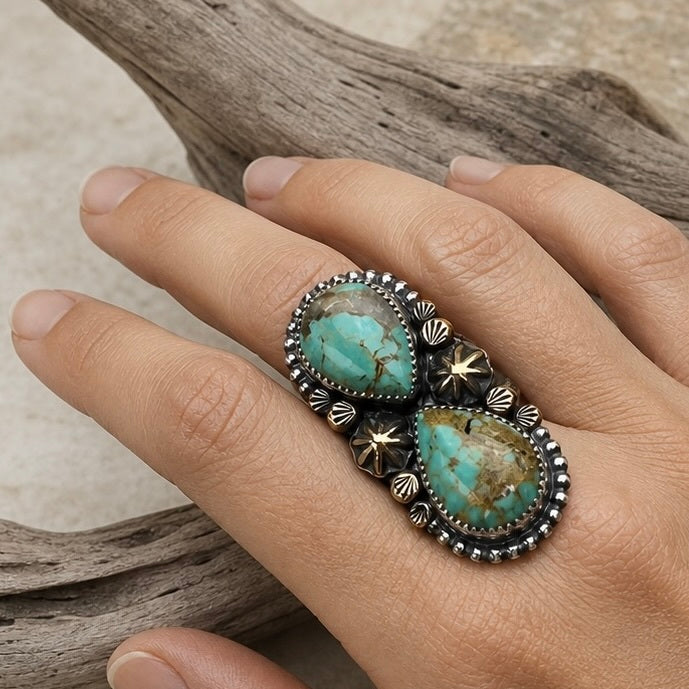 Double Turquoise Statement Ring