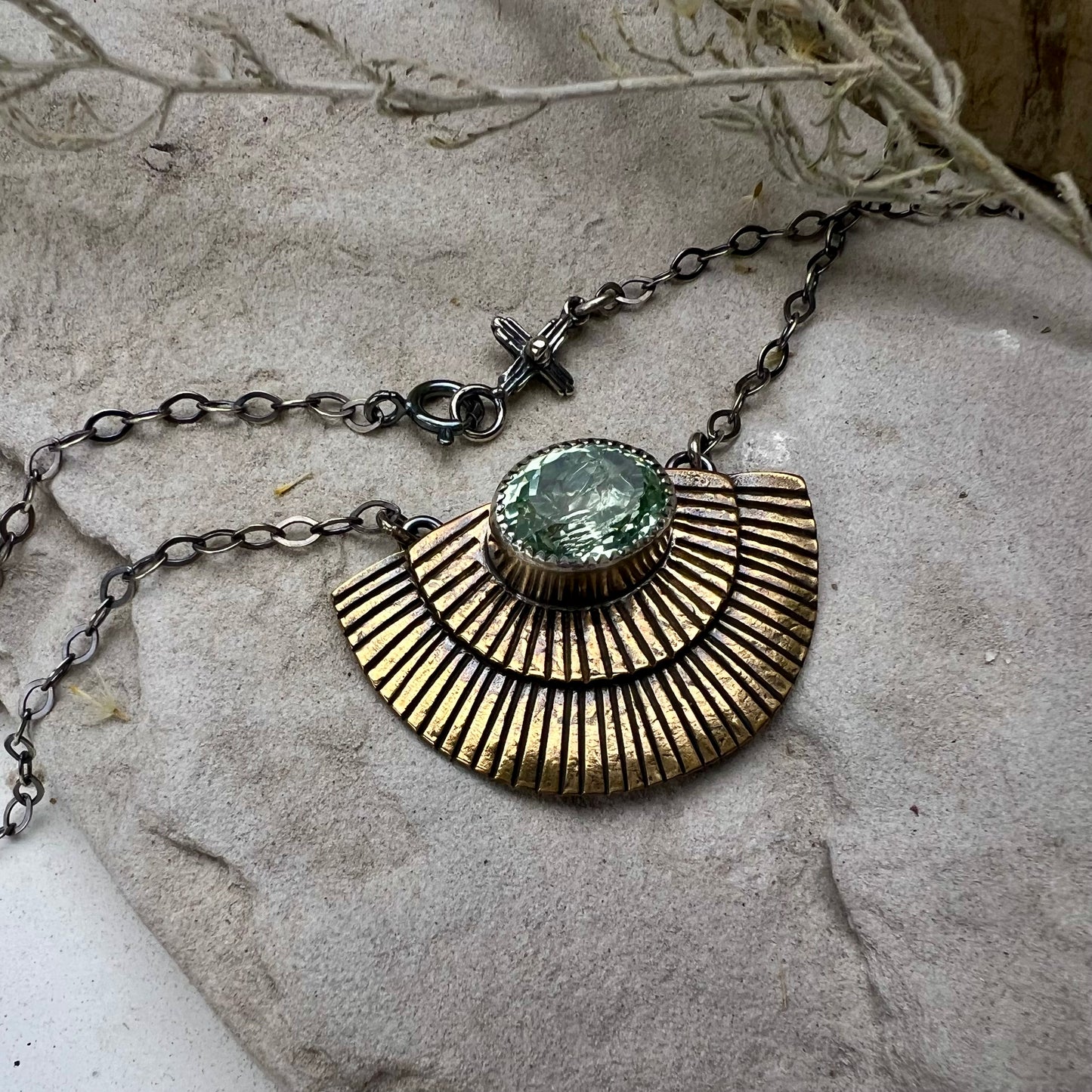 Prasiolite Shield Necklace