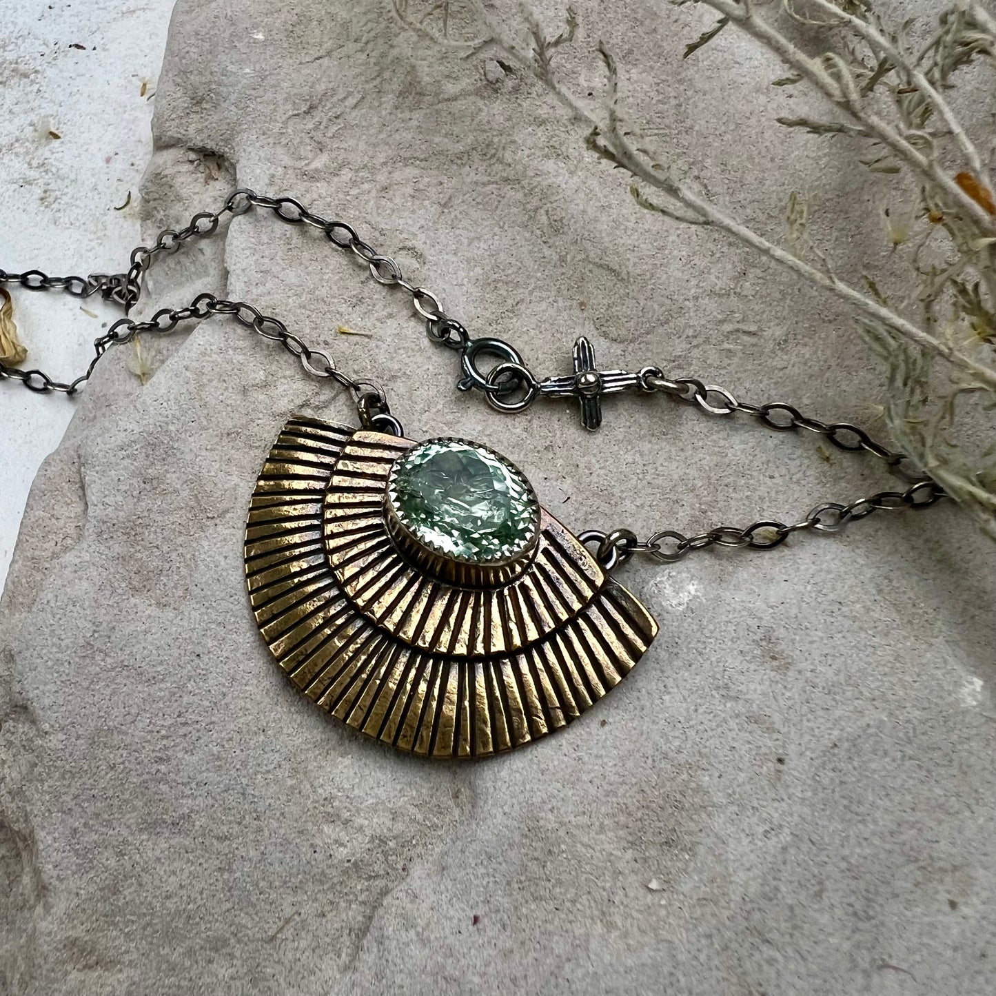 Prasiolite Shield Necklace