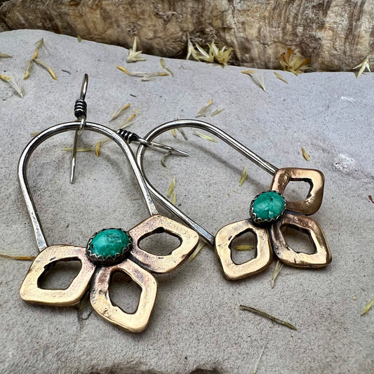 Turquoise Bloom Hoops