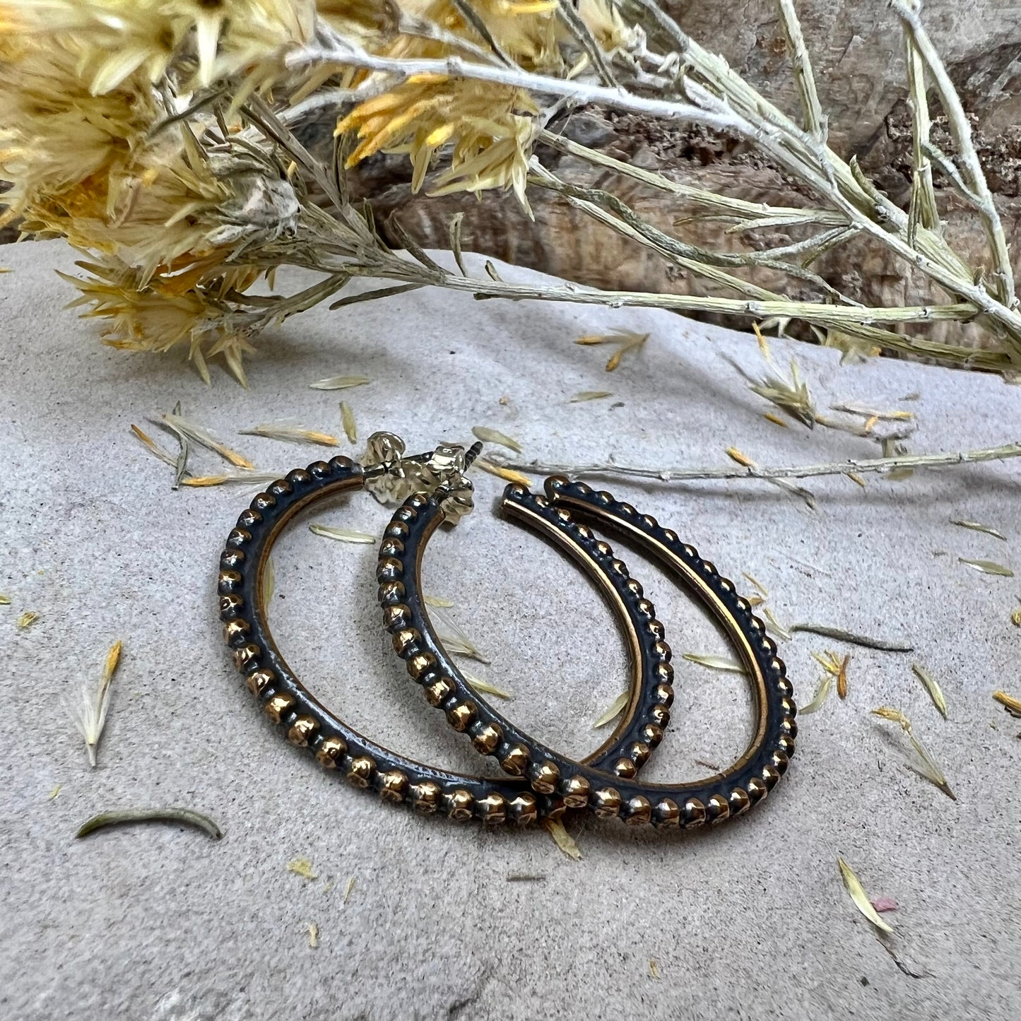 Bronze Bead Hoops