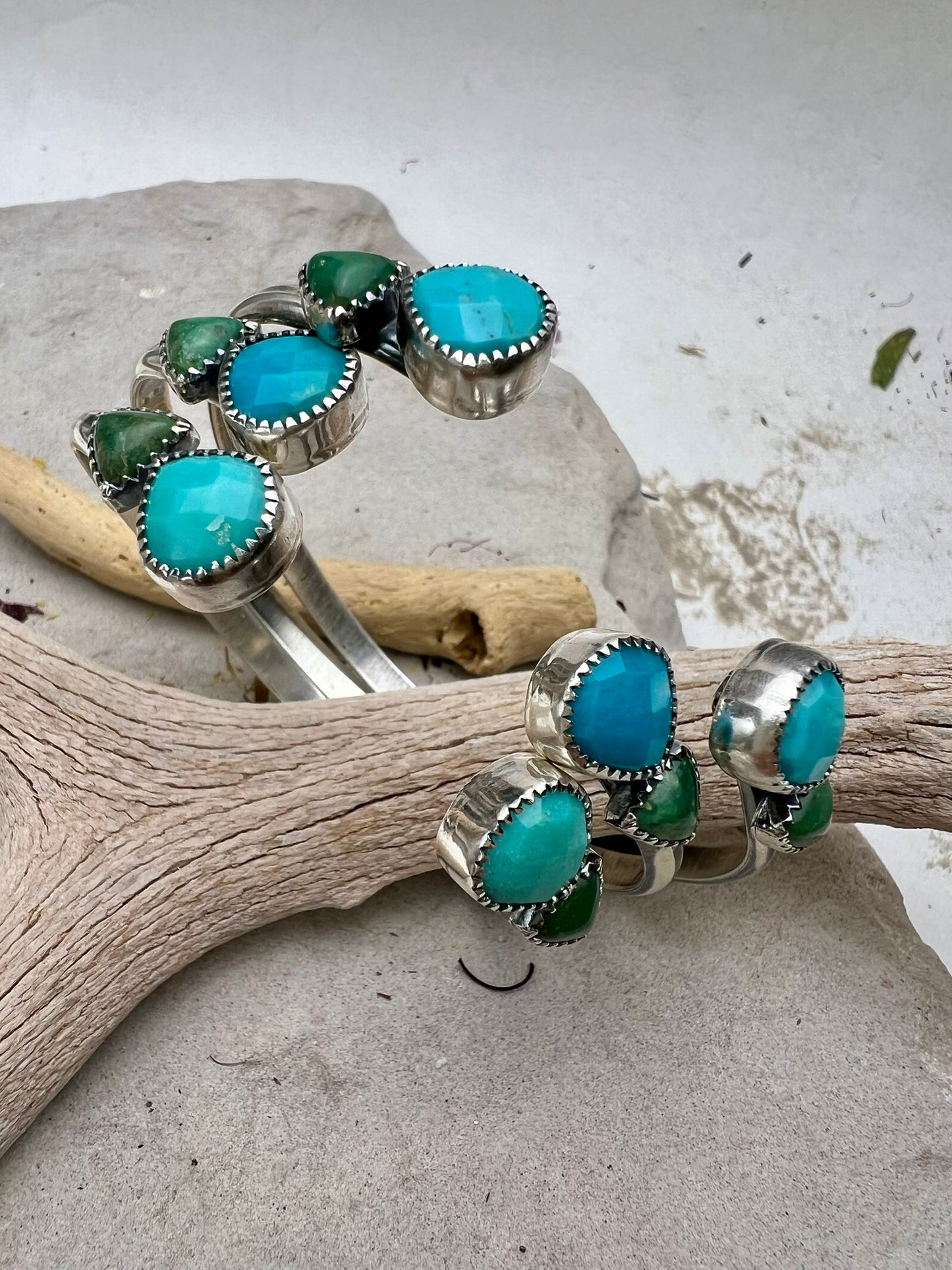 Turquoise + Chrysoprase Teardrop Cuff