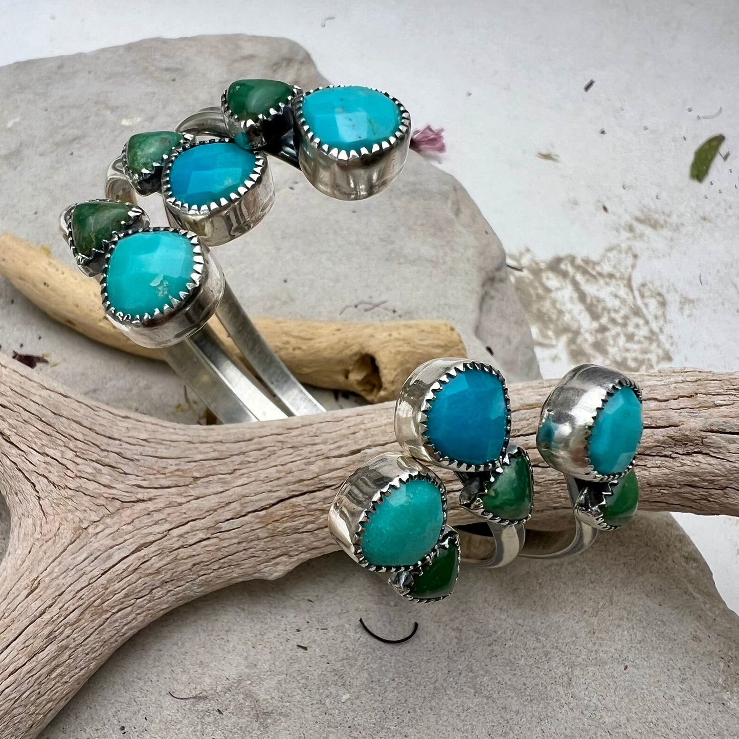 Turquoise + Chrysoprase Teardrop Cuff