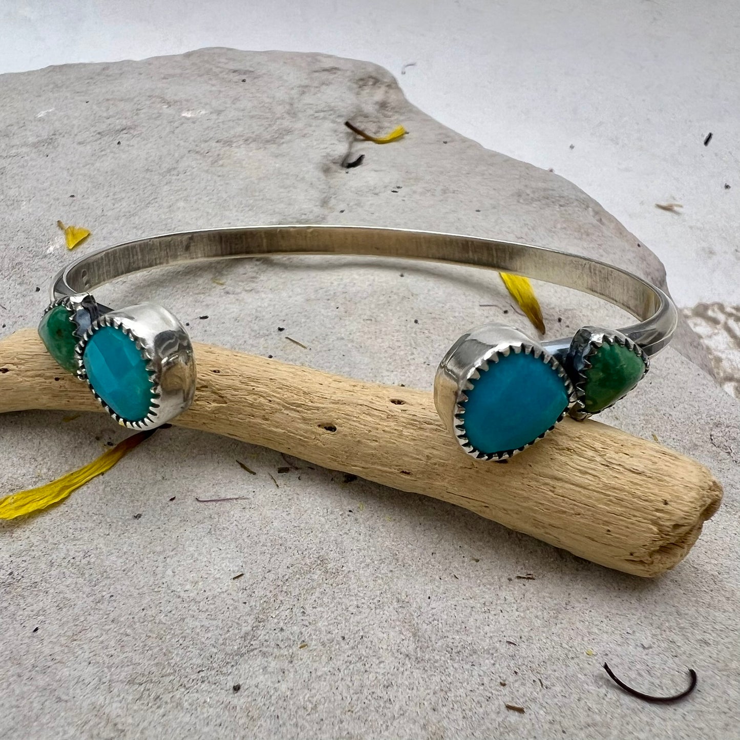 Turquoise + Chrysoprase Teardrop Cuff
