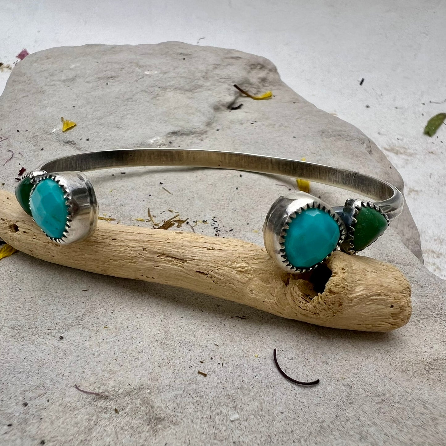 Turquoise + Chrysoprase Teardrop Cuff