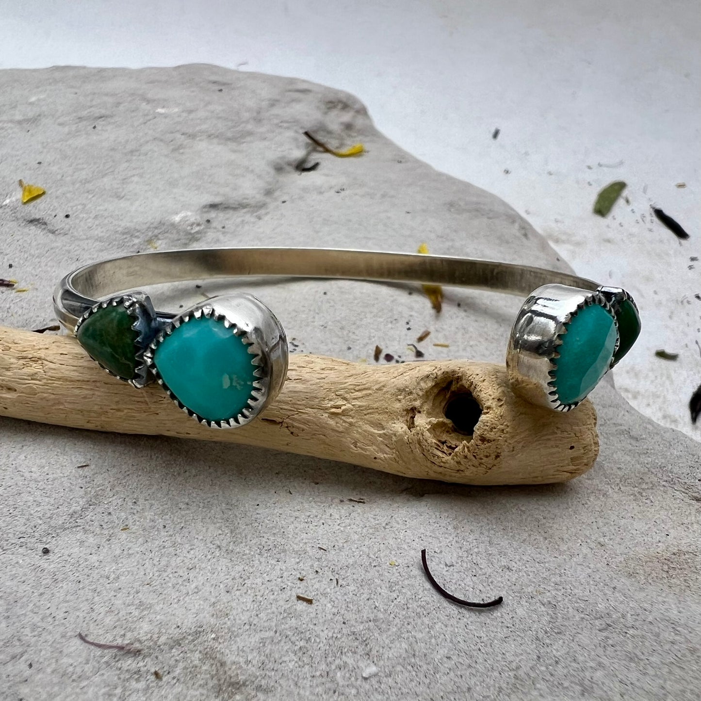 Turquoise + Chrysoprase Teardrop Cuff
