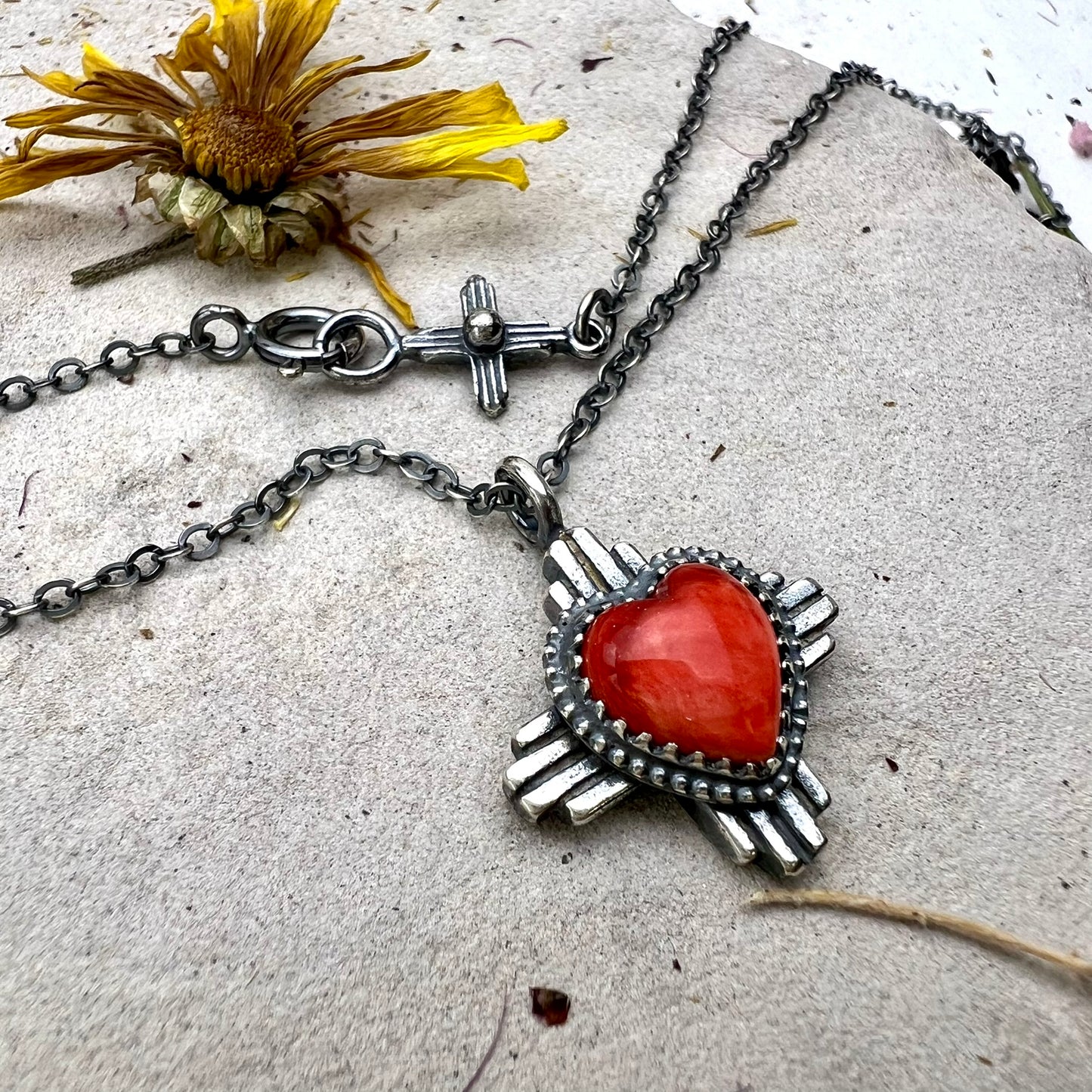 Spiny Oyster Heart Zia Necklace