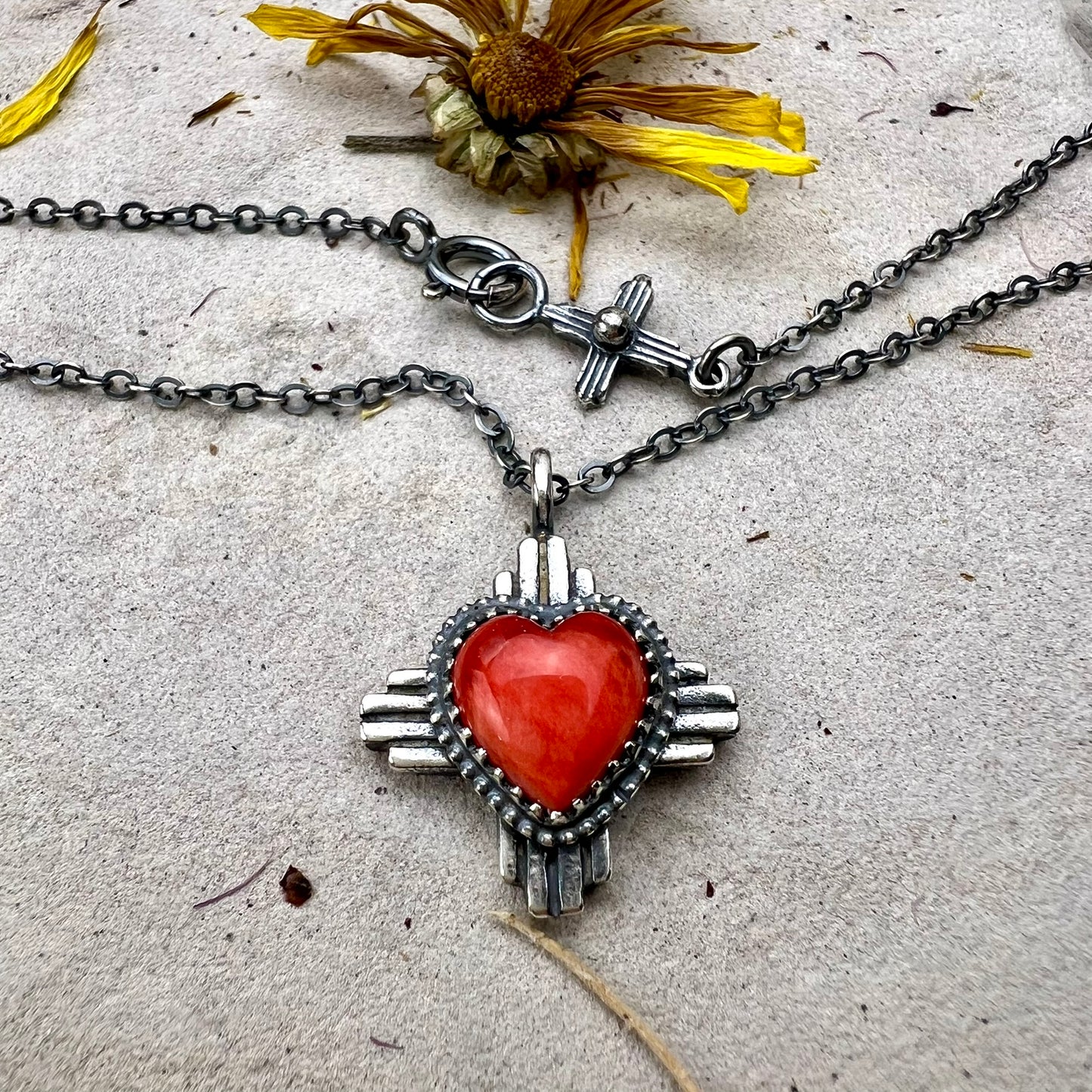 Spiny Oyster Heart Zia Necklace