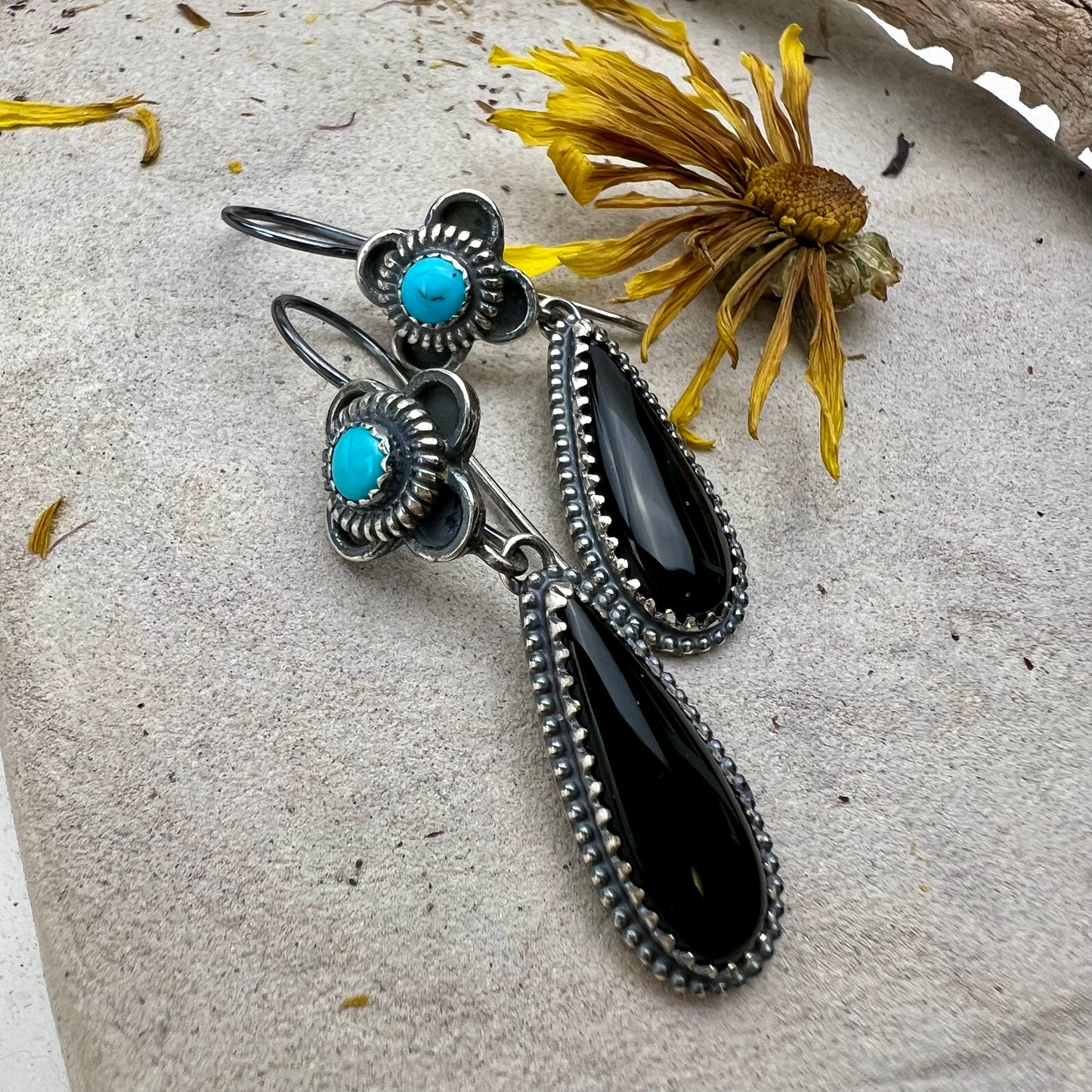 Black Onyx Pendulum Hoops
