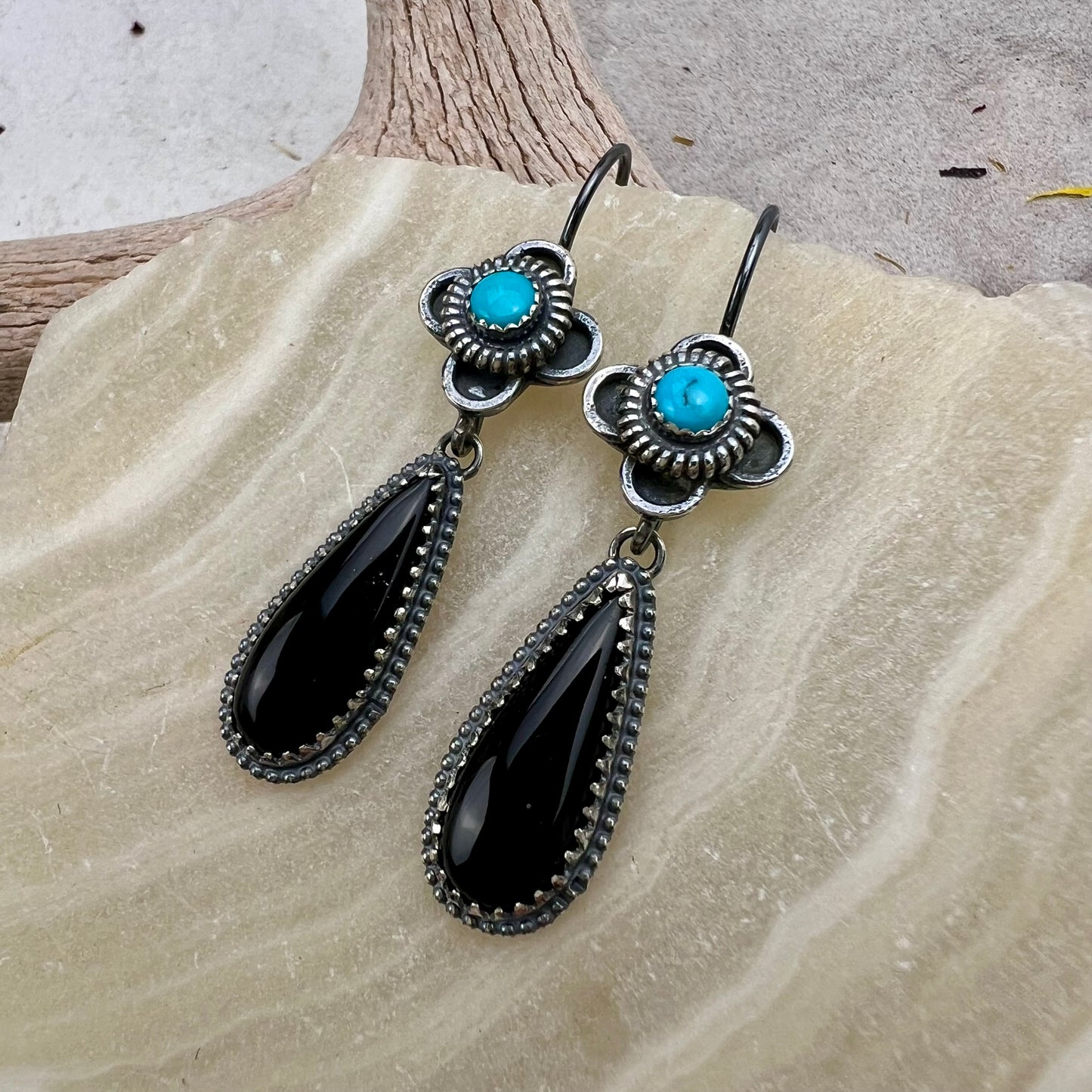 Black Onyx Pendulum Hoops