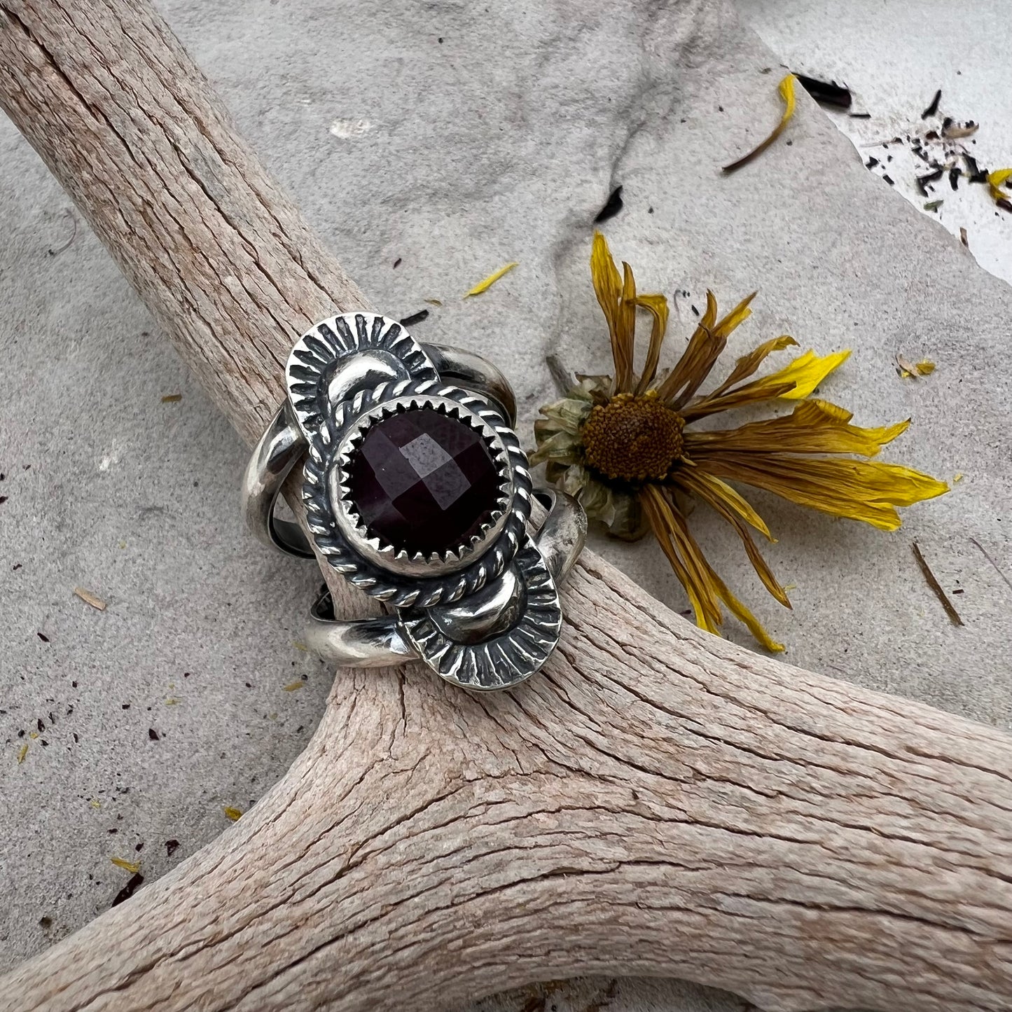 Rose Cut Ruby Ring