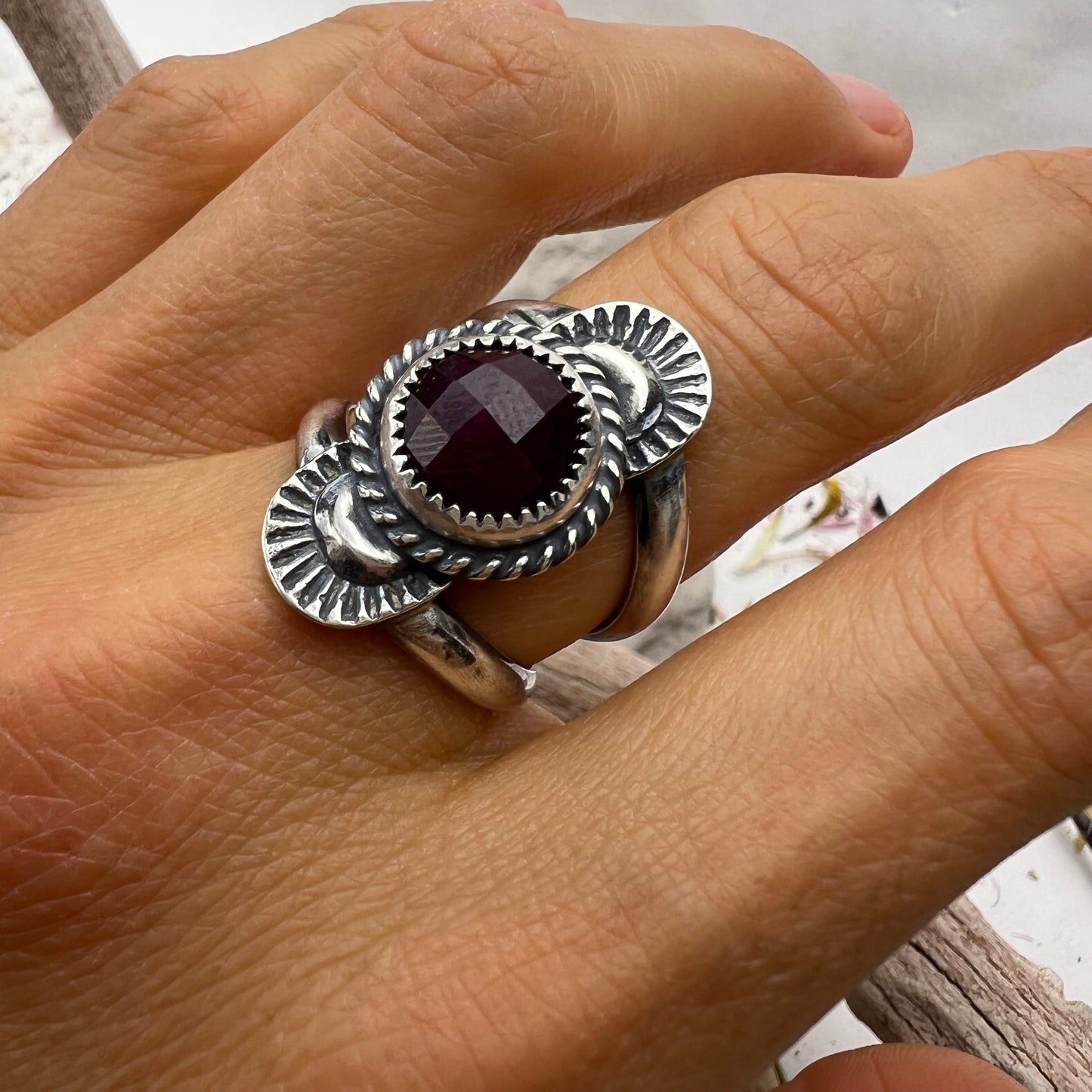 Rose Cut Ruby Ring