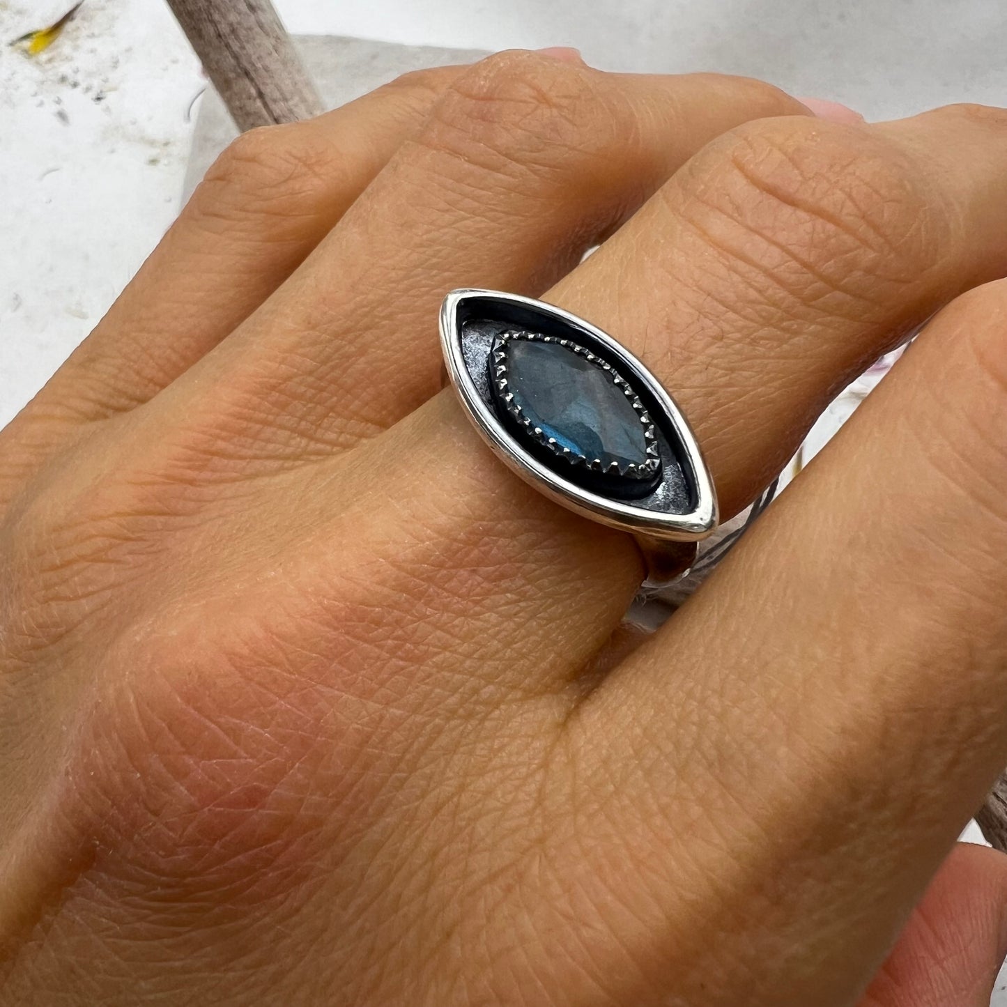 Labradorite Shadowbox Ring