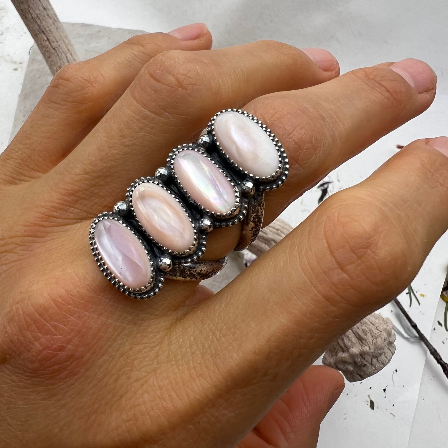 Mother of Pearl Statement Ring