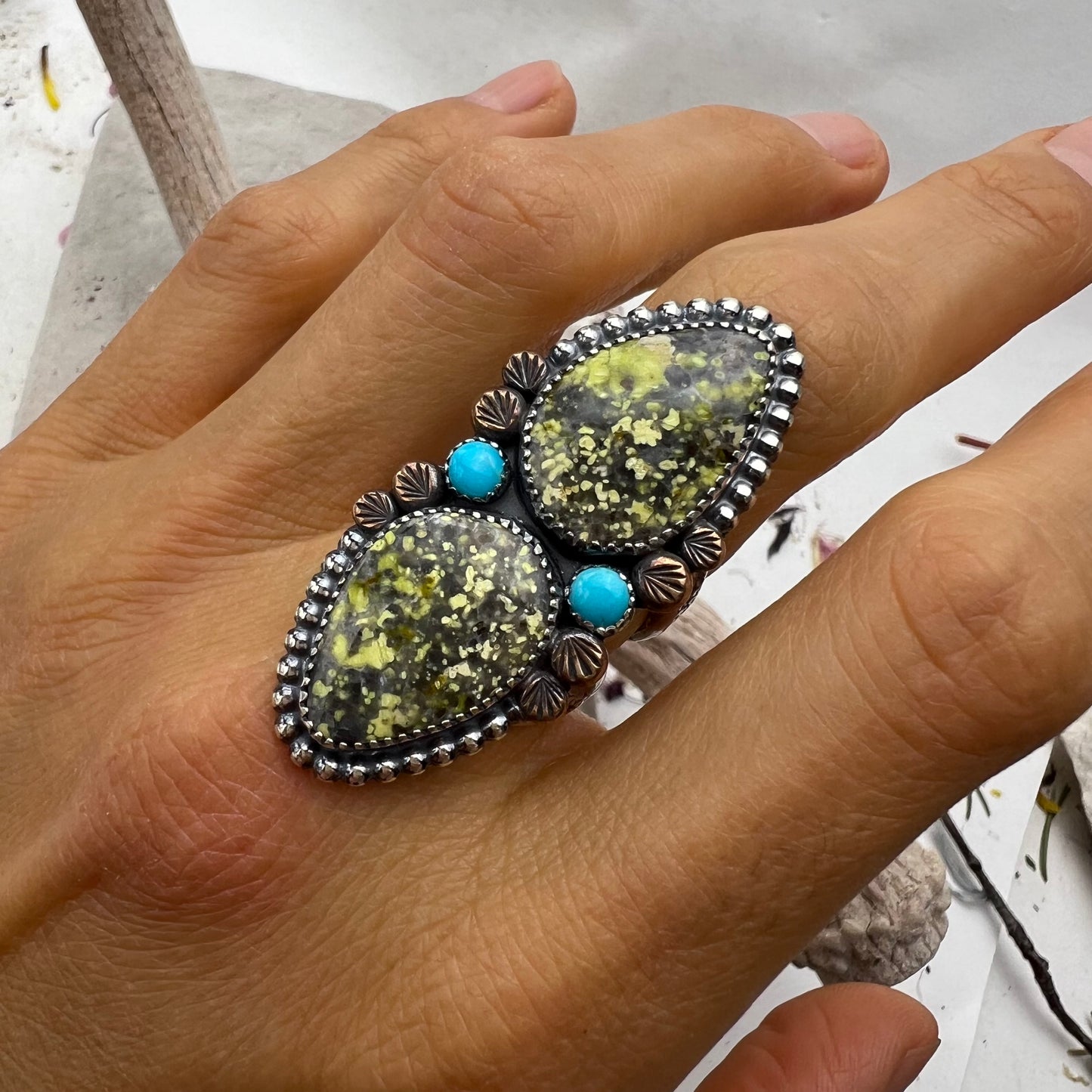 Double Ocean Jasper Statement Ring