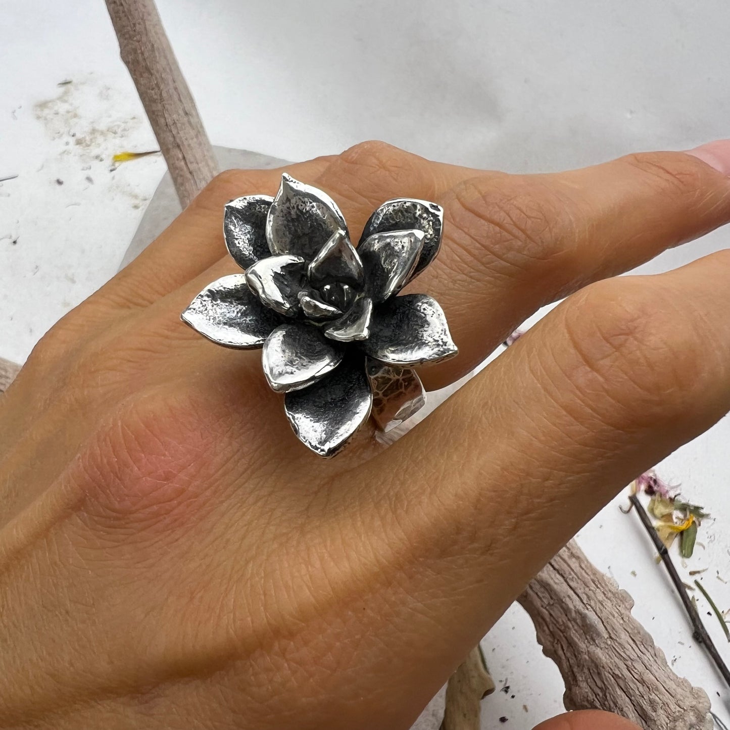 Sterling Silver Succulent Ring