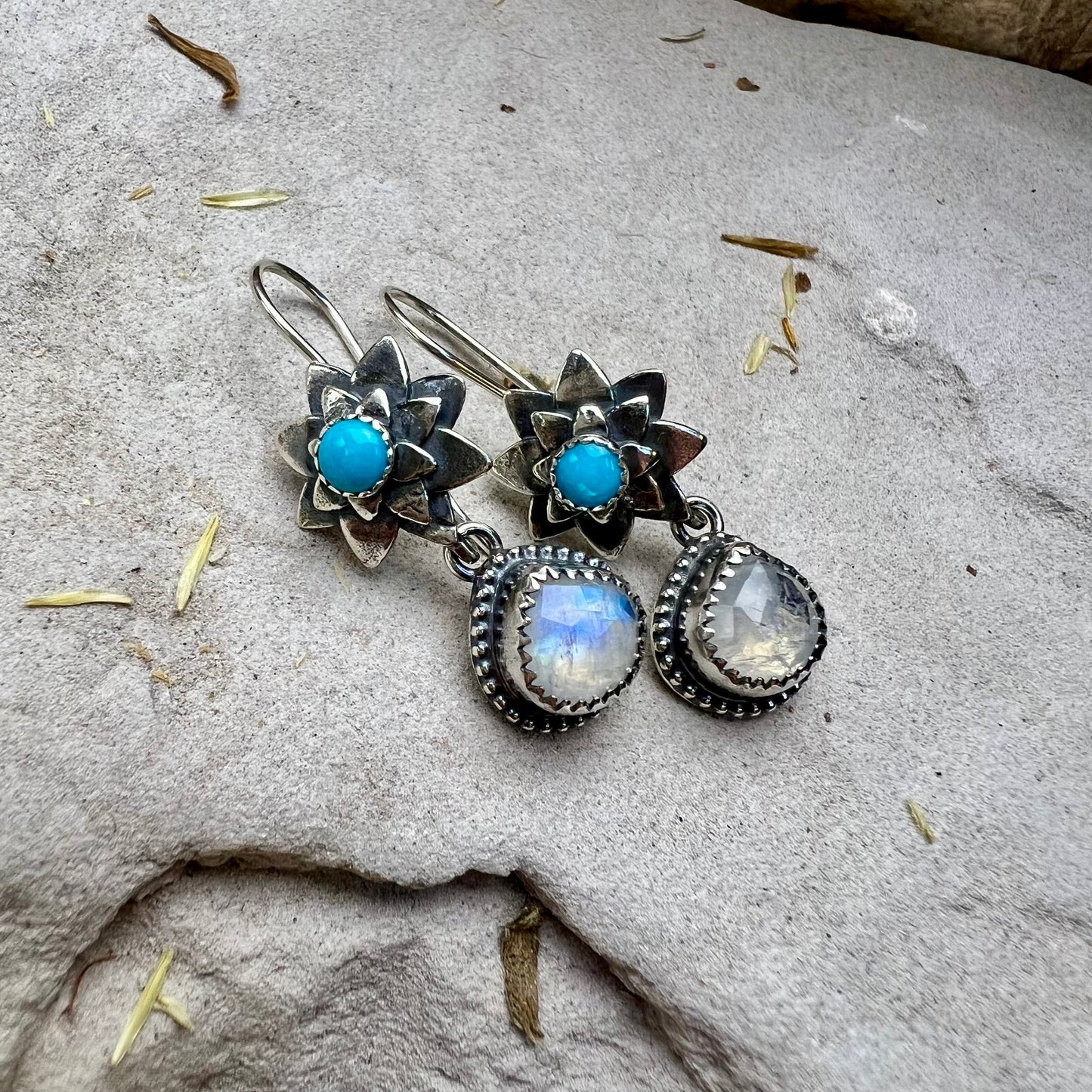 Rainbow Moonstone Drop Earrings