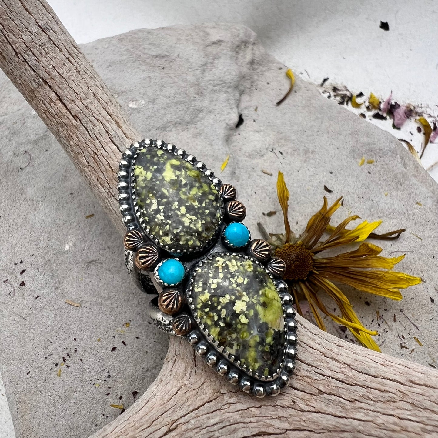 Double Ocean Jasper Statement Ring