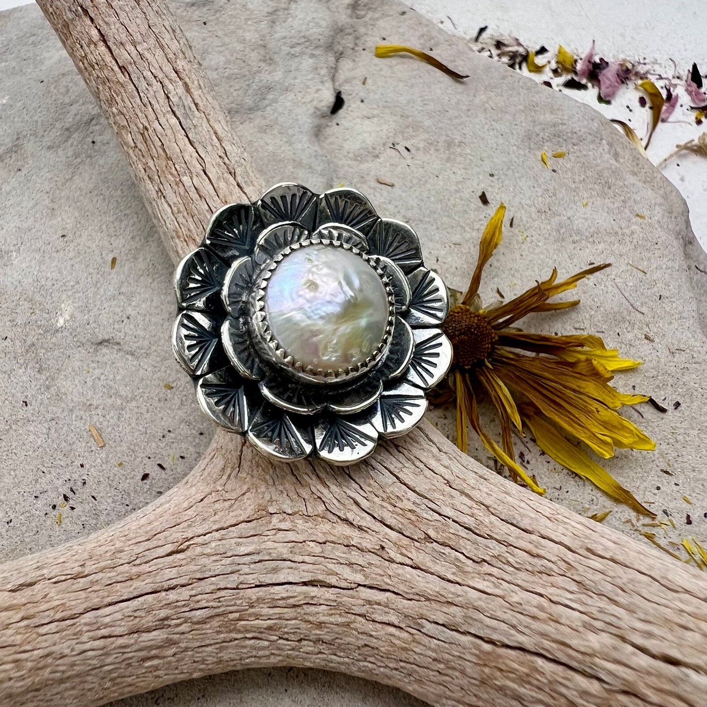Freshwater Pearl Flower Ring