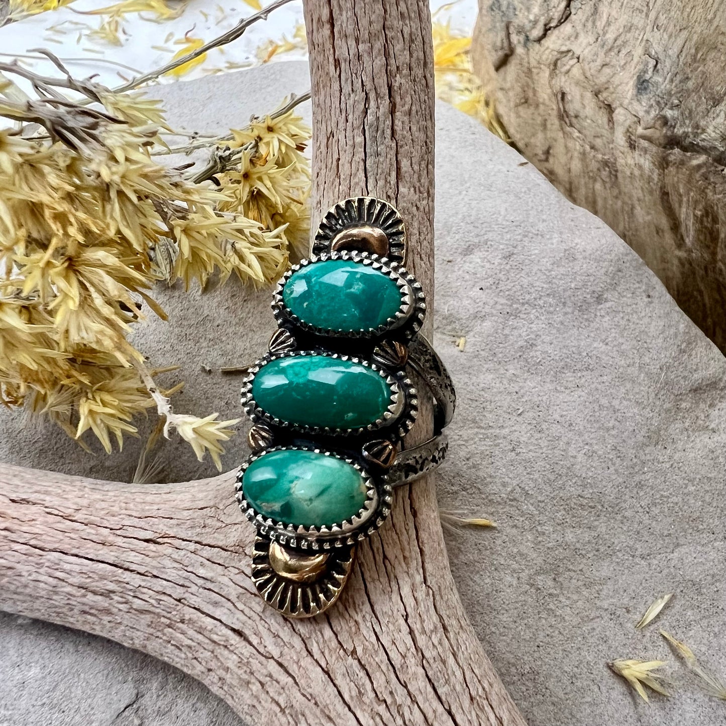 Triple turquoise statement Ring