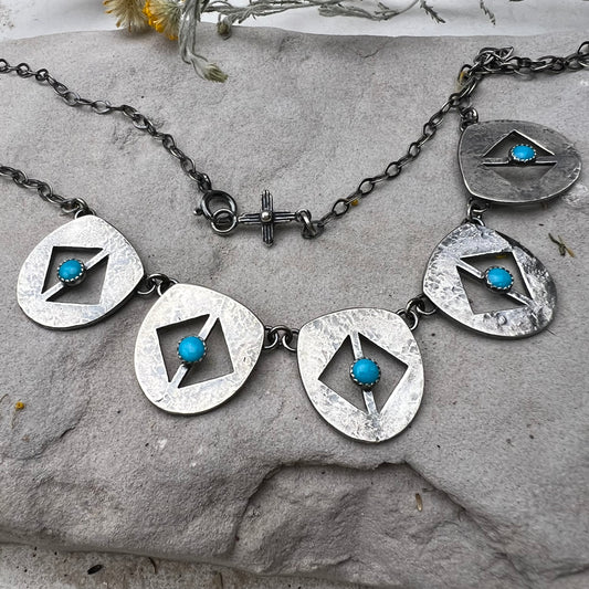 Linked Turquoise Shield Necklace