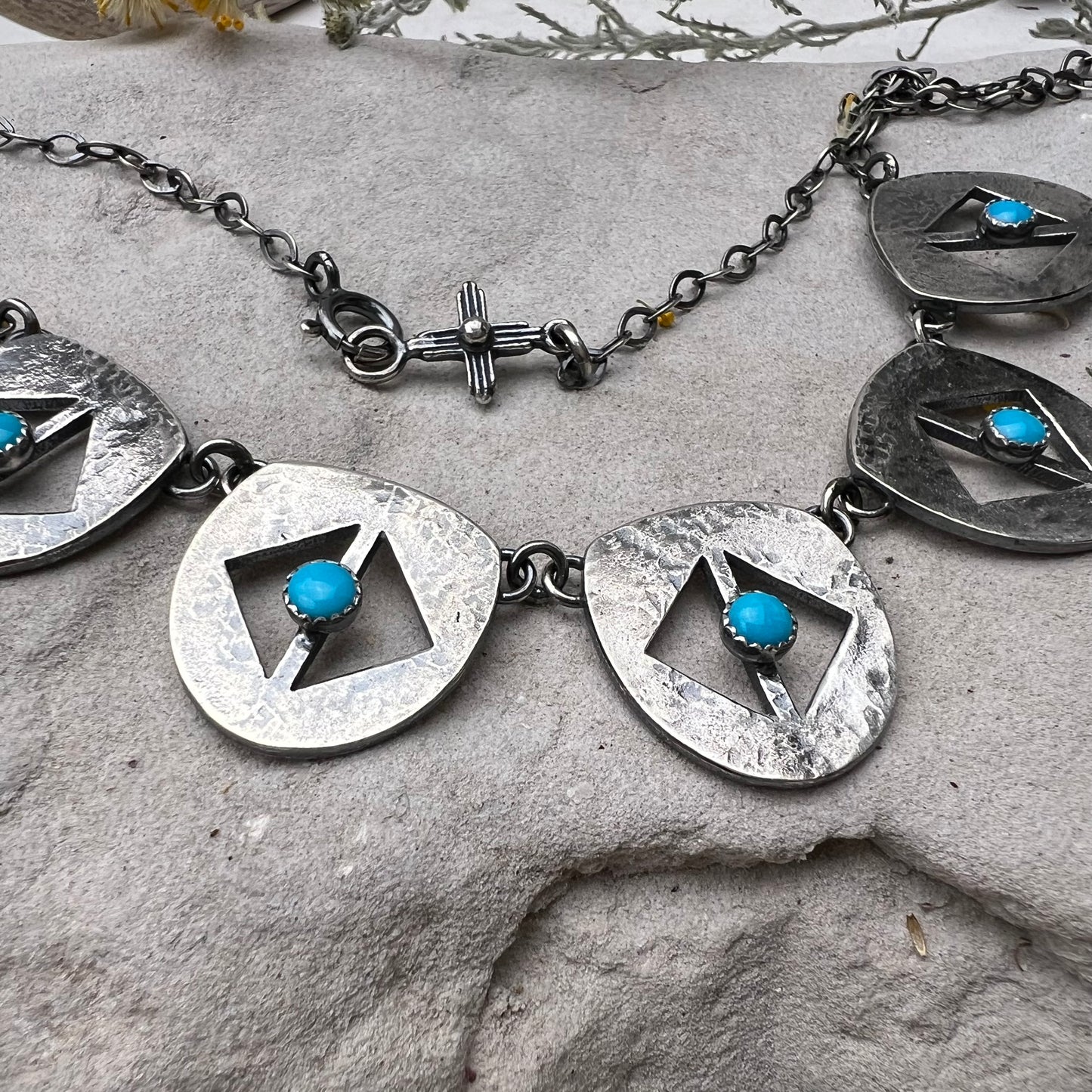 Linked Turquoise Shield Necklace