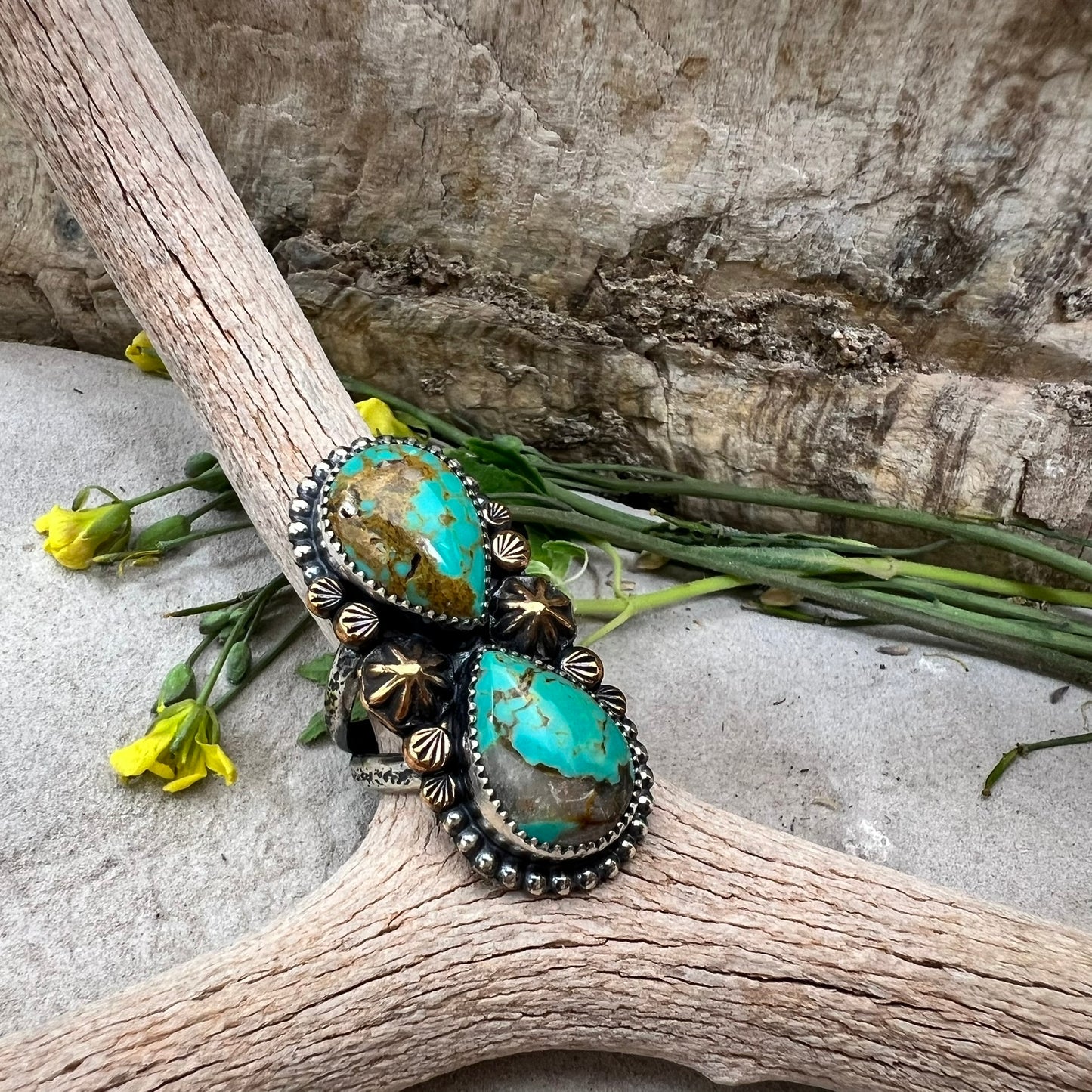 Double Turquoise Statement Ring