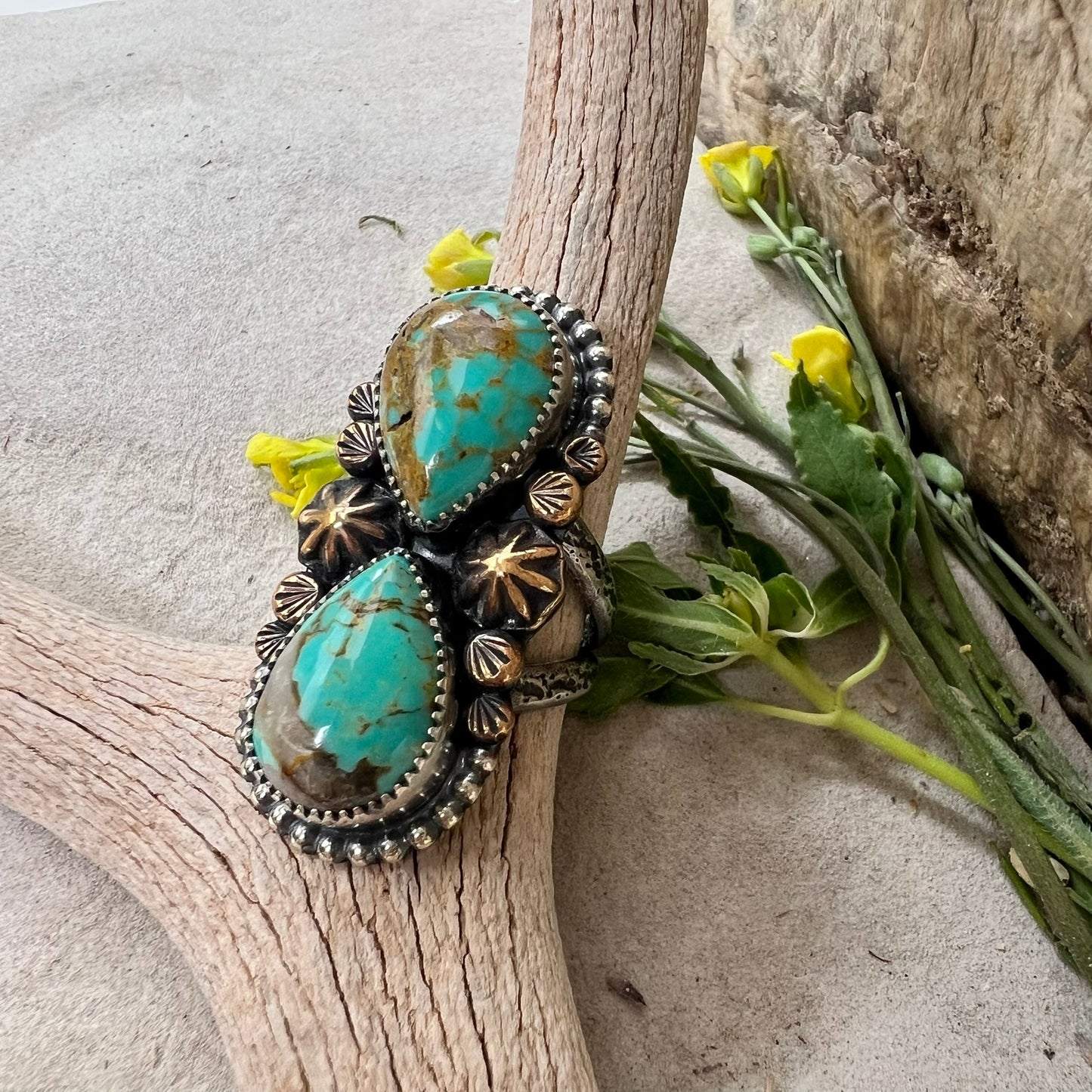 Double Turquoise Statement Ring