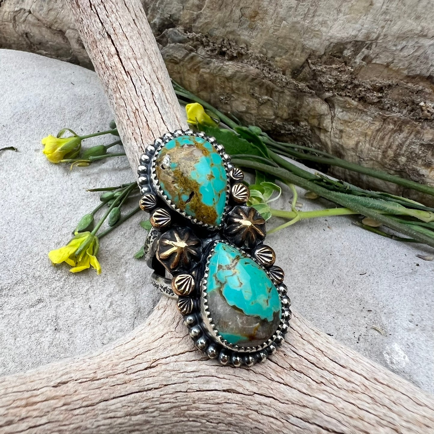 Double Turquoise Statement Ring
