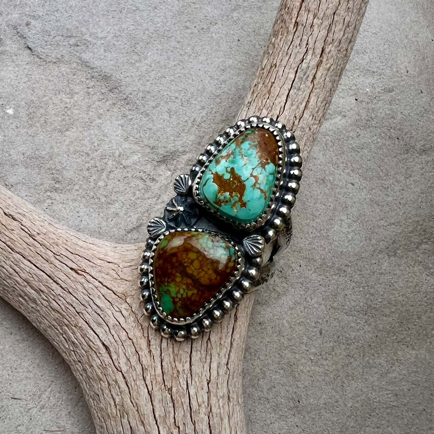 Double Turquoise Statement Ring