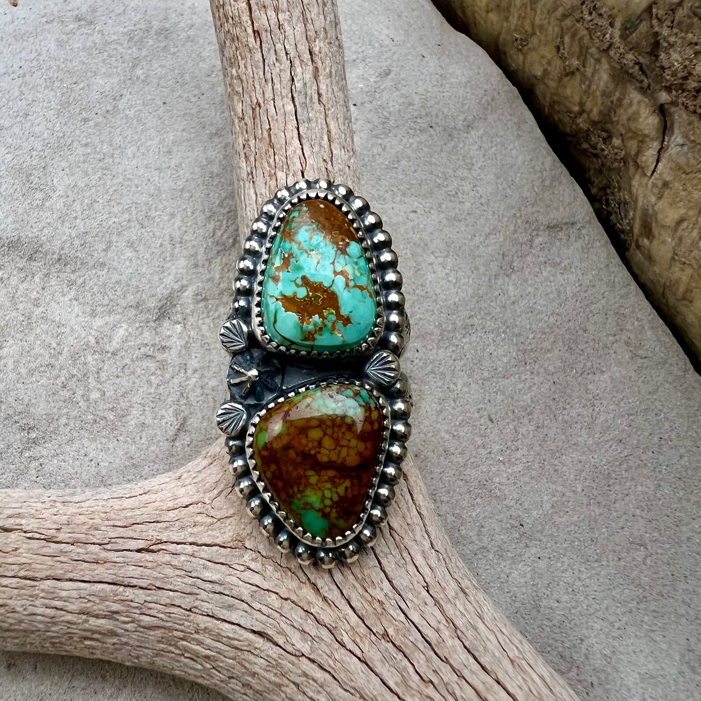 Double Turquoise Statement Ring