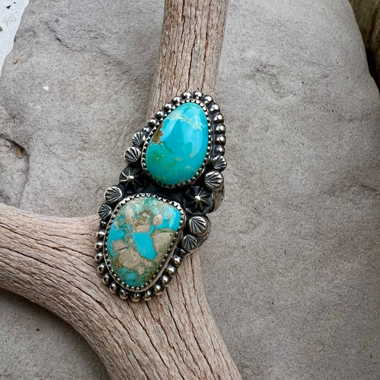 Double Turquoise Statement Ring