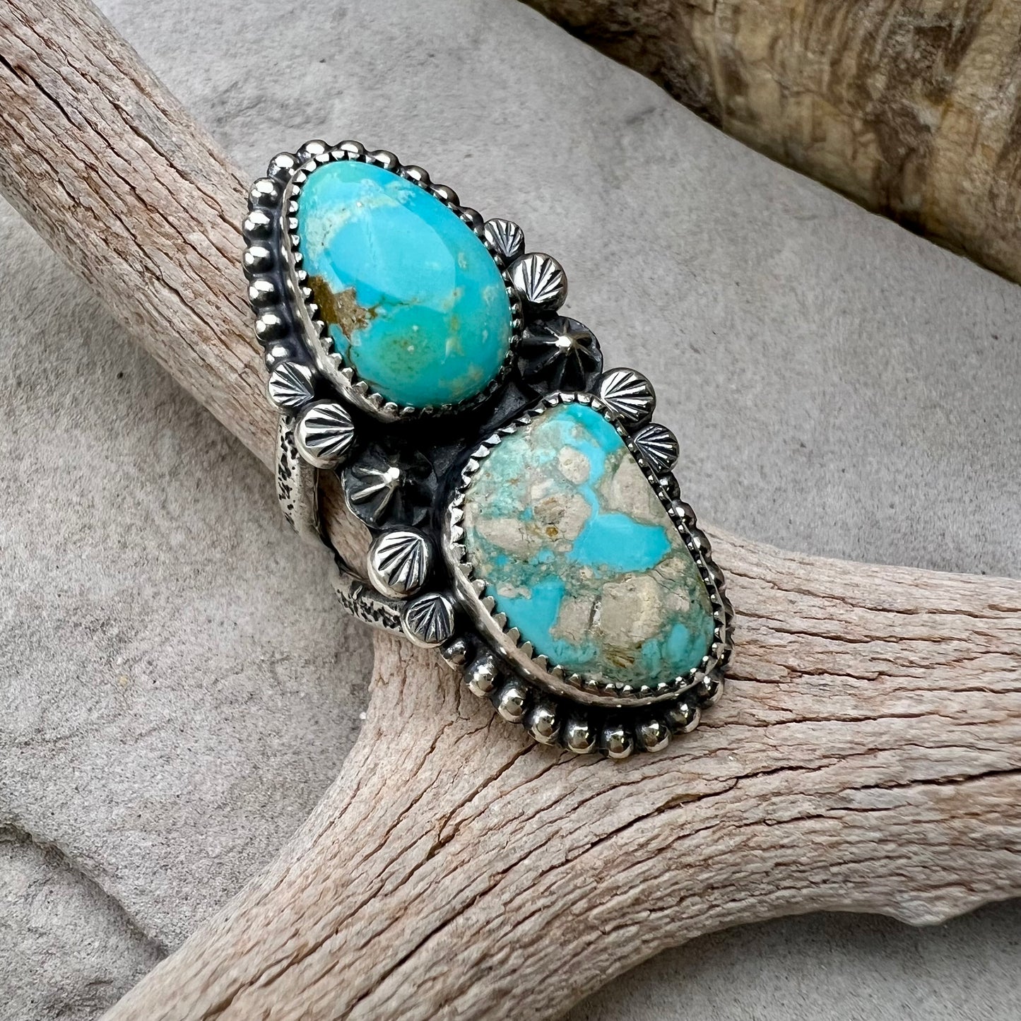Double Turquoise Statement Ring