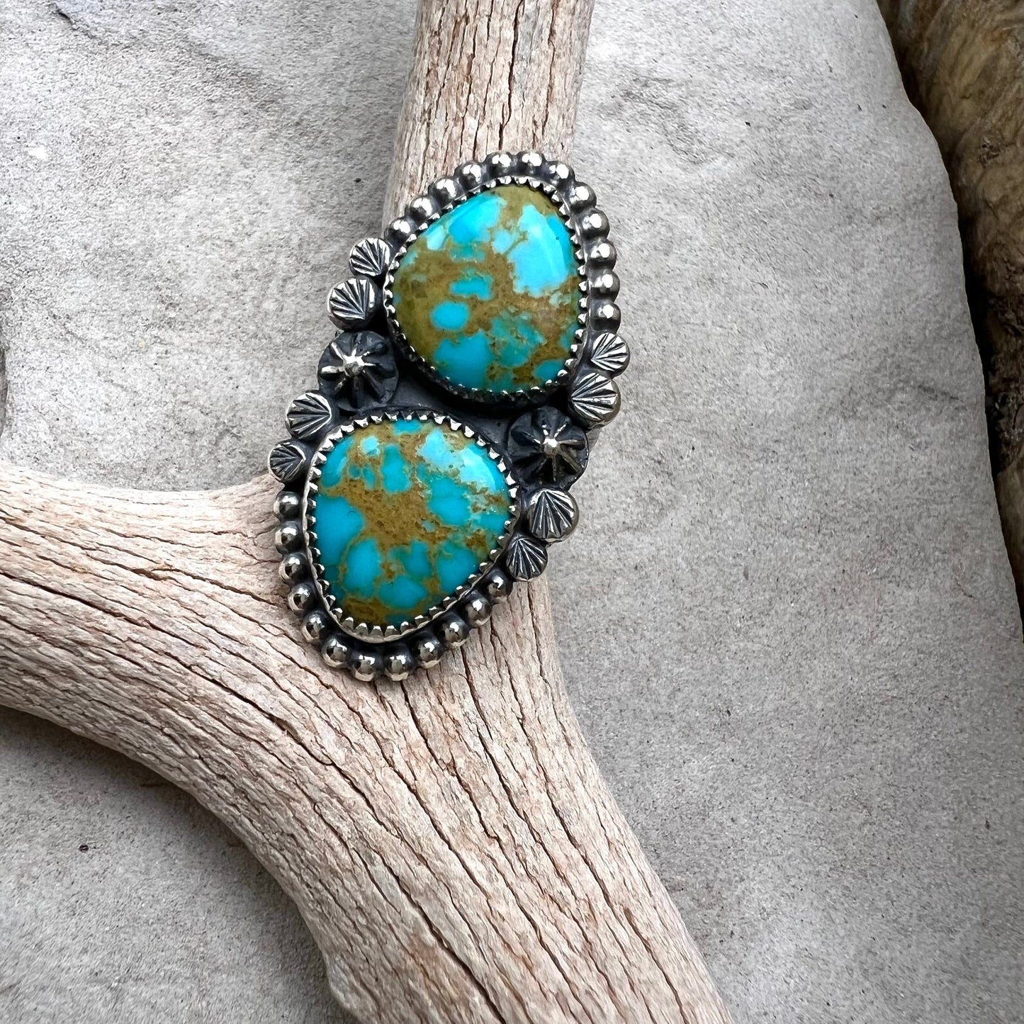 Double Turquoise Statement Ring