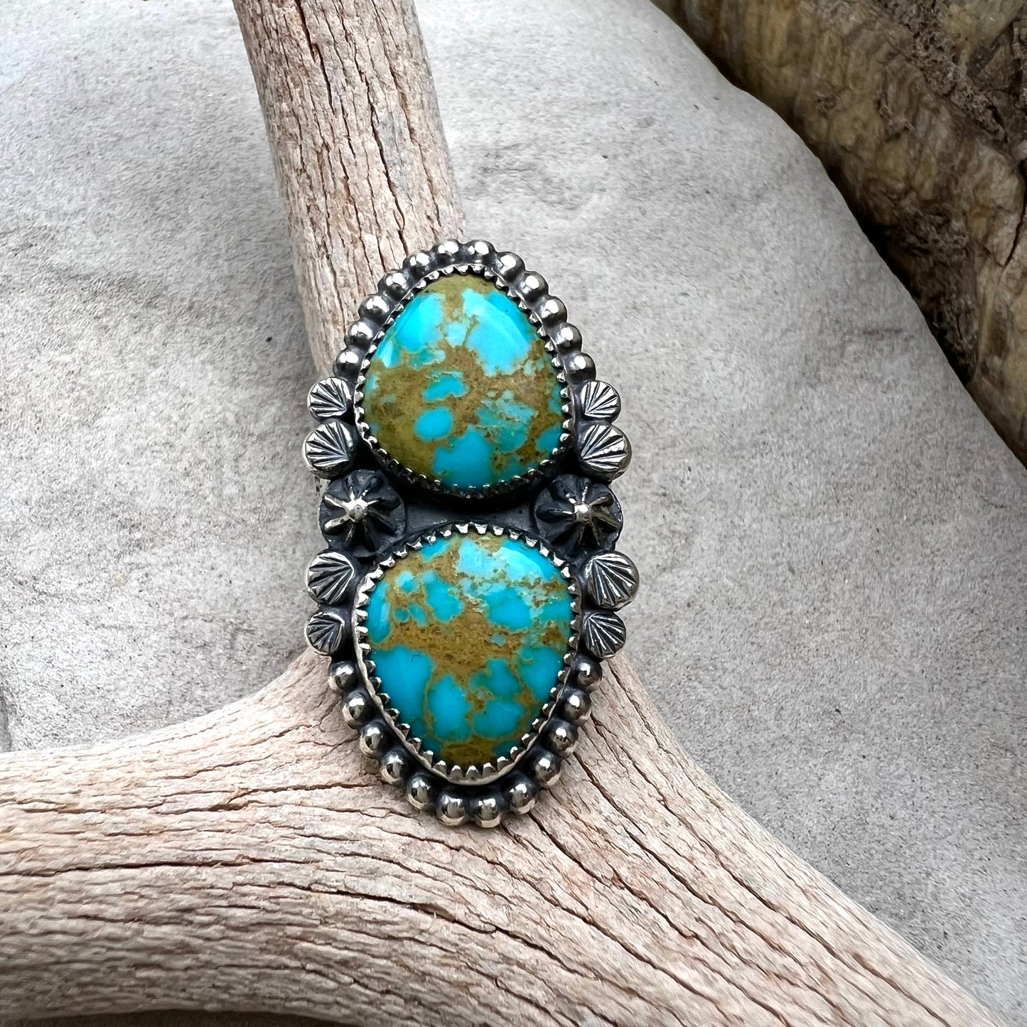 Double Turquoise Statement Ring