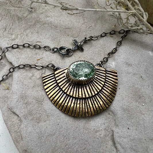 Prasiolite Shield Necklace