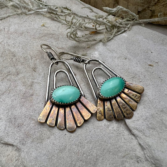 Turquoise Feather Hoops