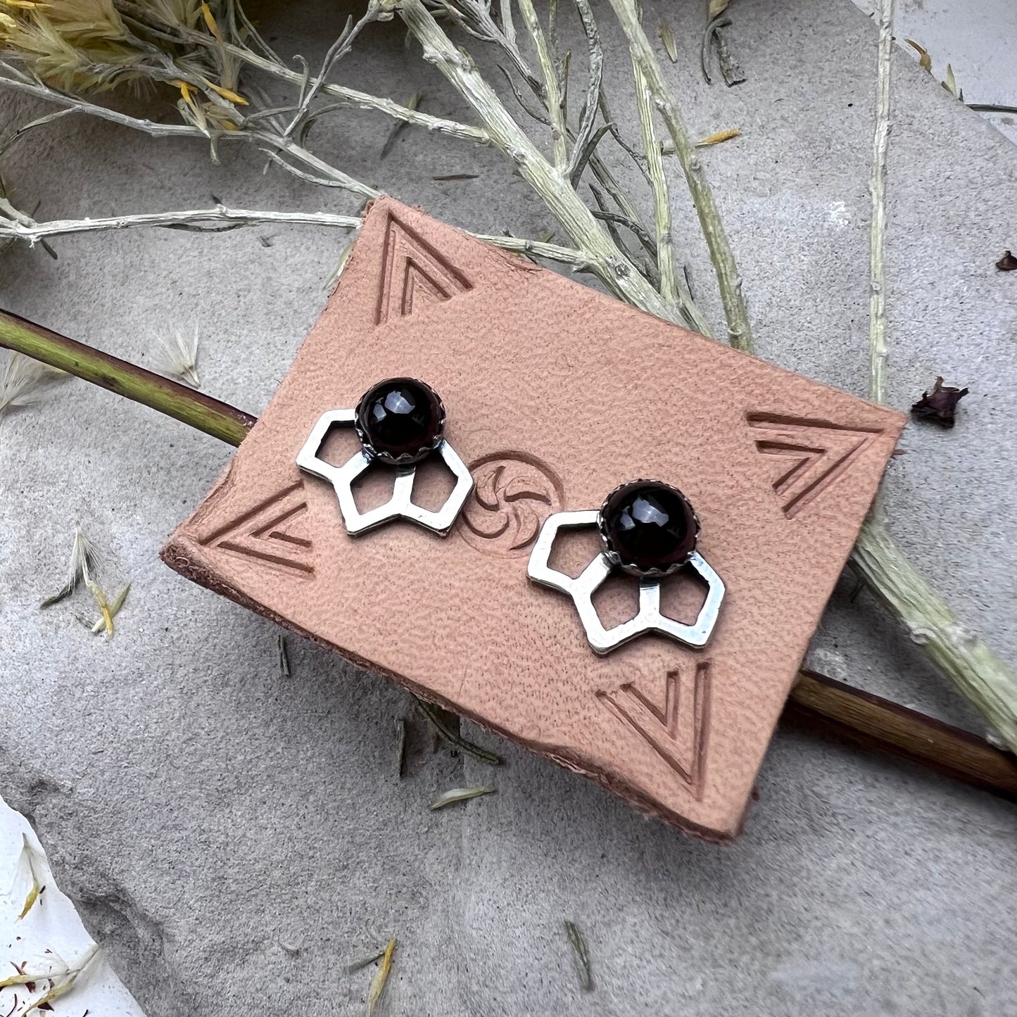 Garnet Tiny Sage Earrings