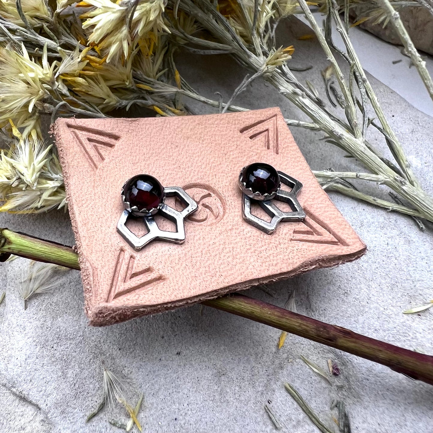 Garnet Tiny Sage Earrings