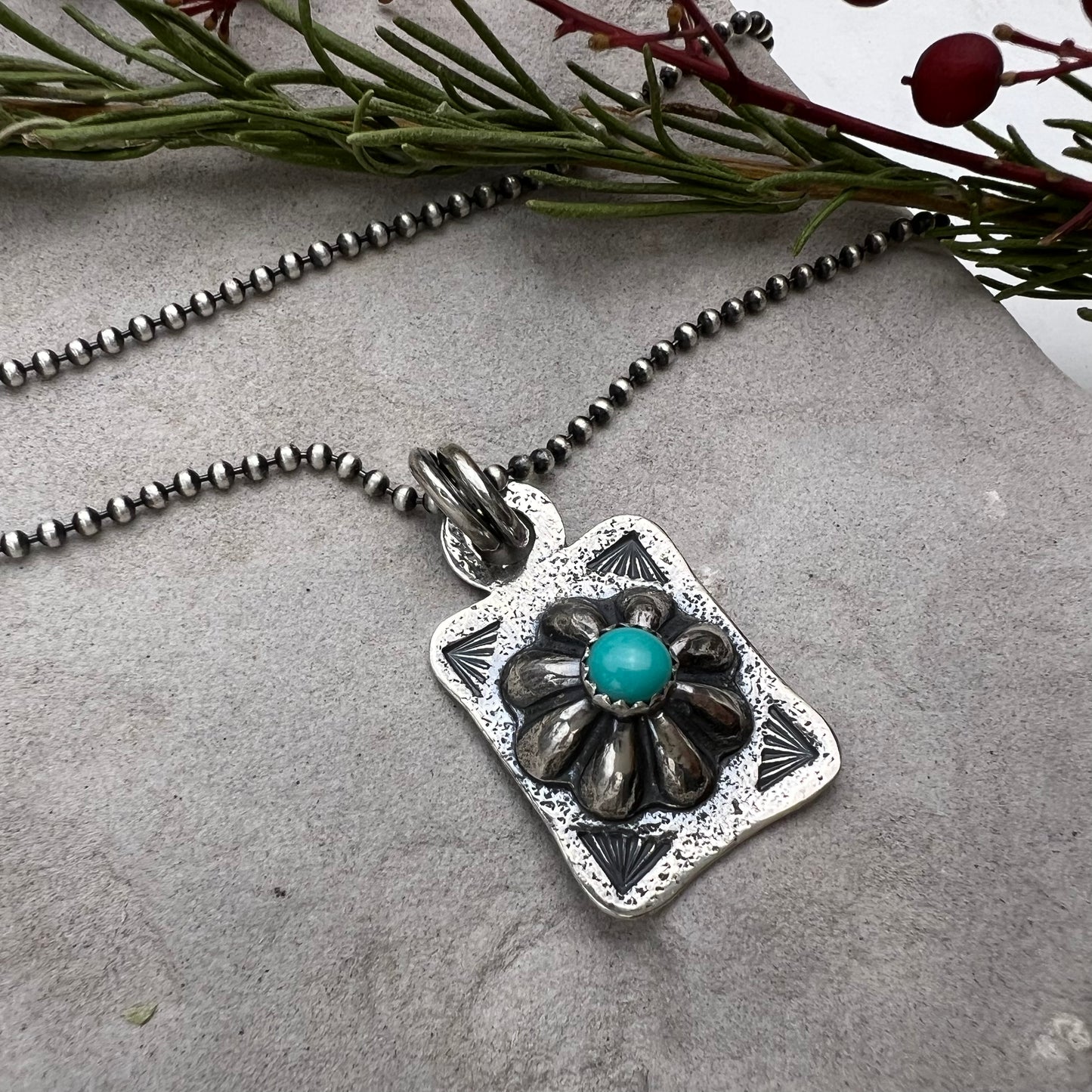 Concho Dog Tag Necklace