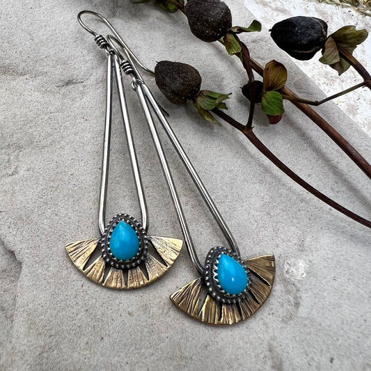 Turquoise Teardrop Hoops - Meltdown Studio Jewelry