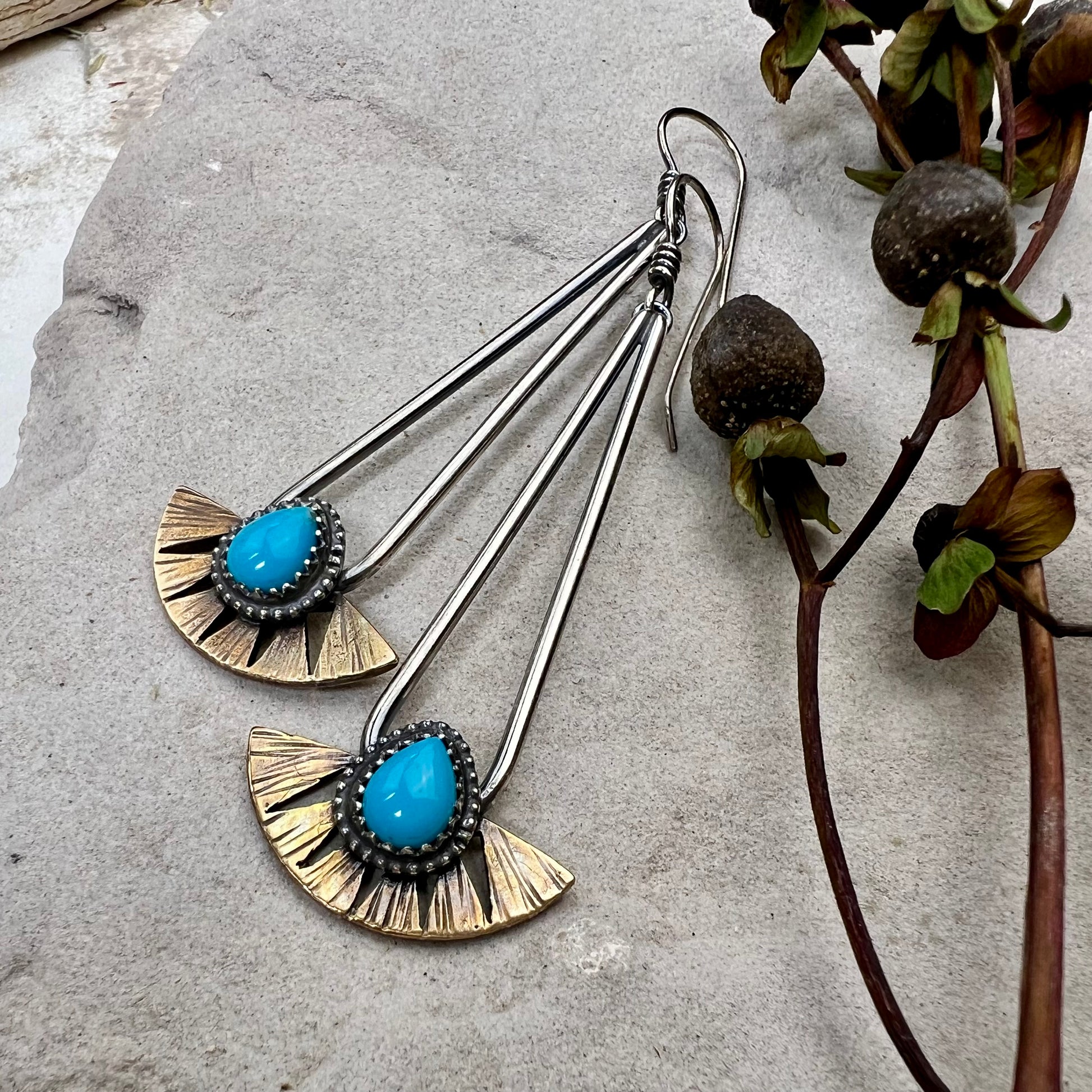 Turquoise Teardrop Hoops - Meltdown Studio Jewelry