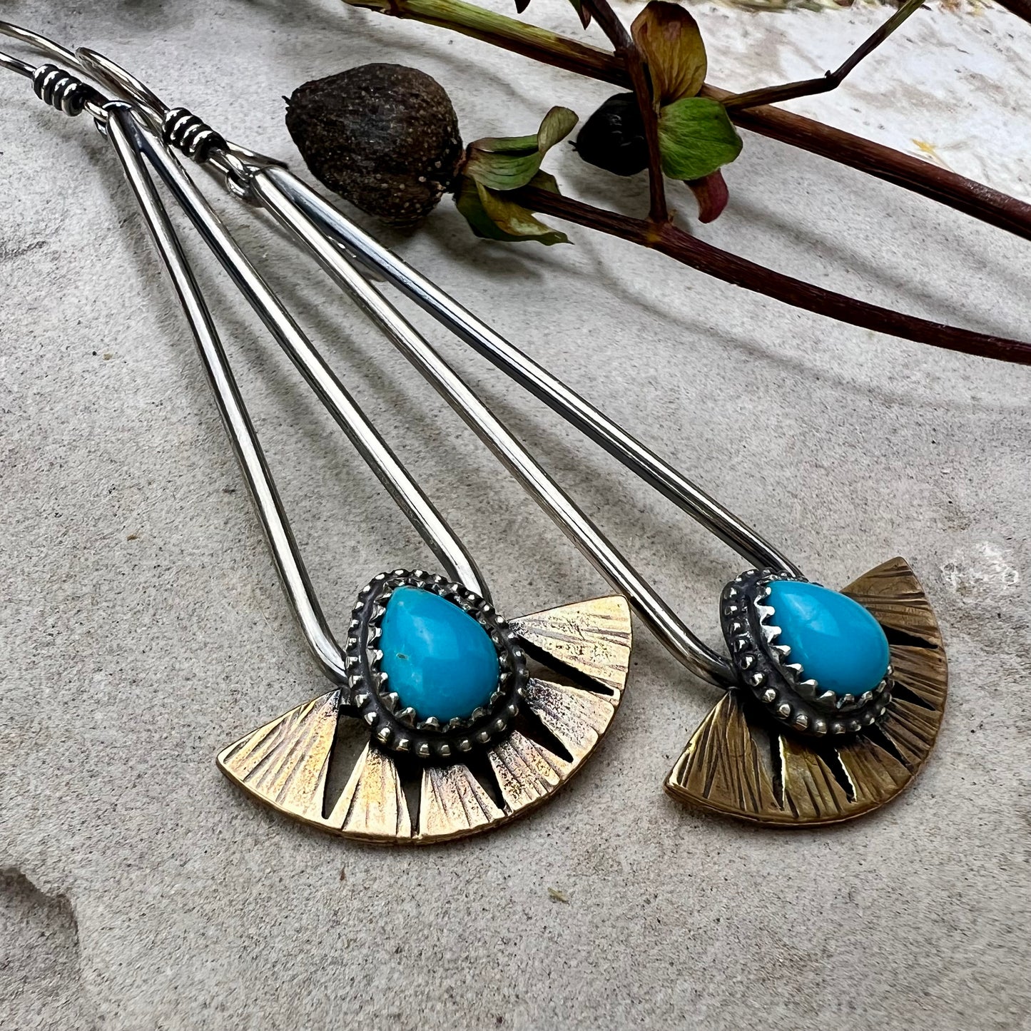 Turquoise Teardrop Hoops - Meltdown Studio Jewelry