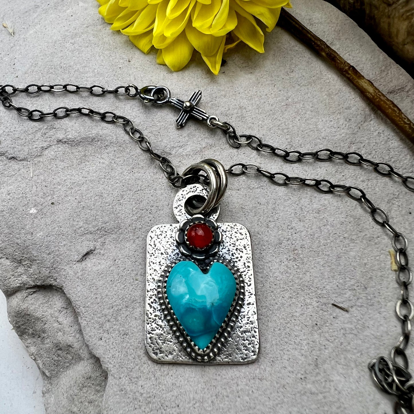 Turquoise Heart Dog Tag Necklace