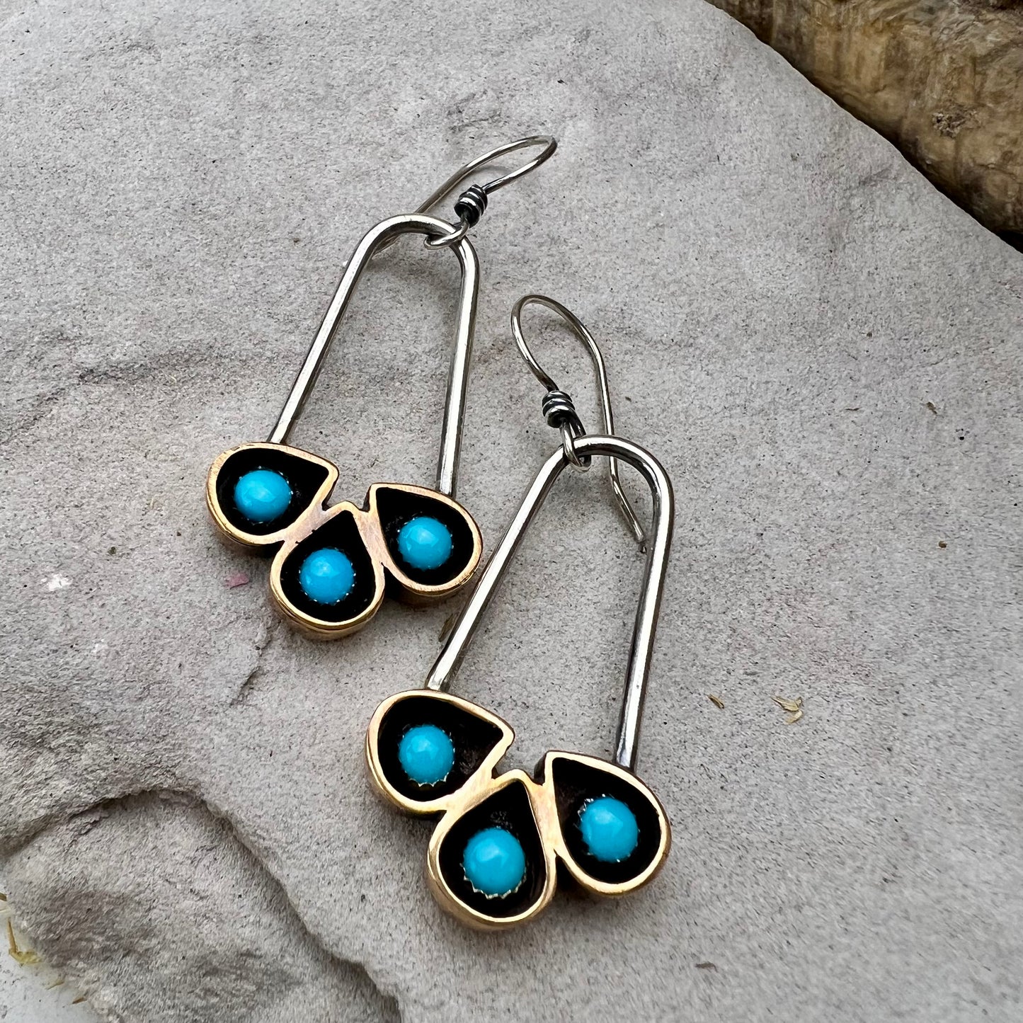 Turquoise Shadowbox Hoops