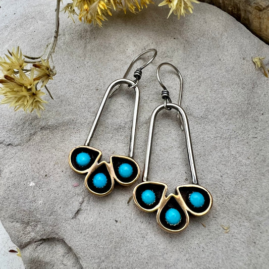 Turquoise Shadowbox Hoops