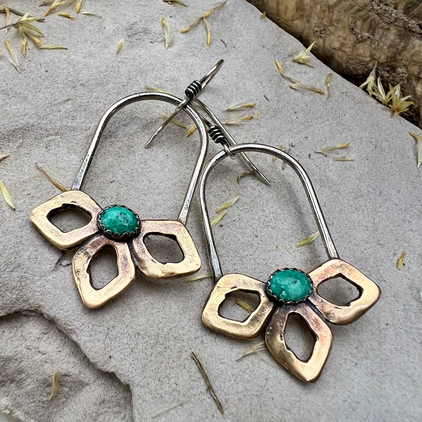 Turquoise Bloom Hoops
