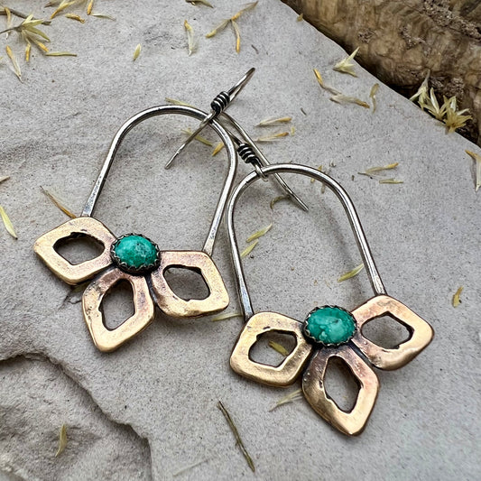Turquoise Bloom Hoops