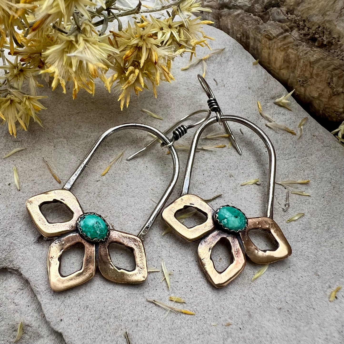 Turquoise Bloom Hoops