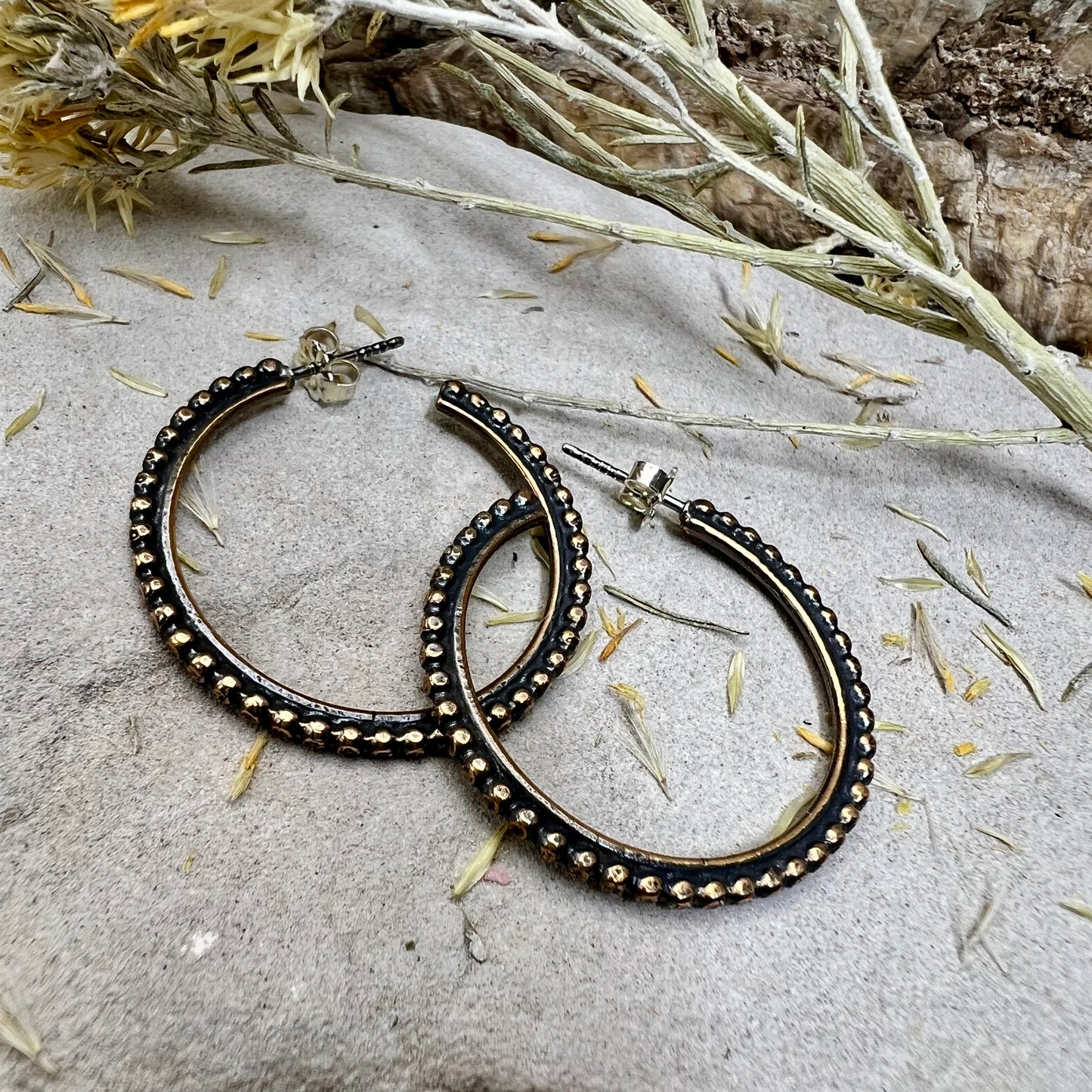 Bronze Bead Hoops
